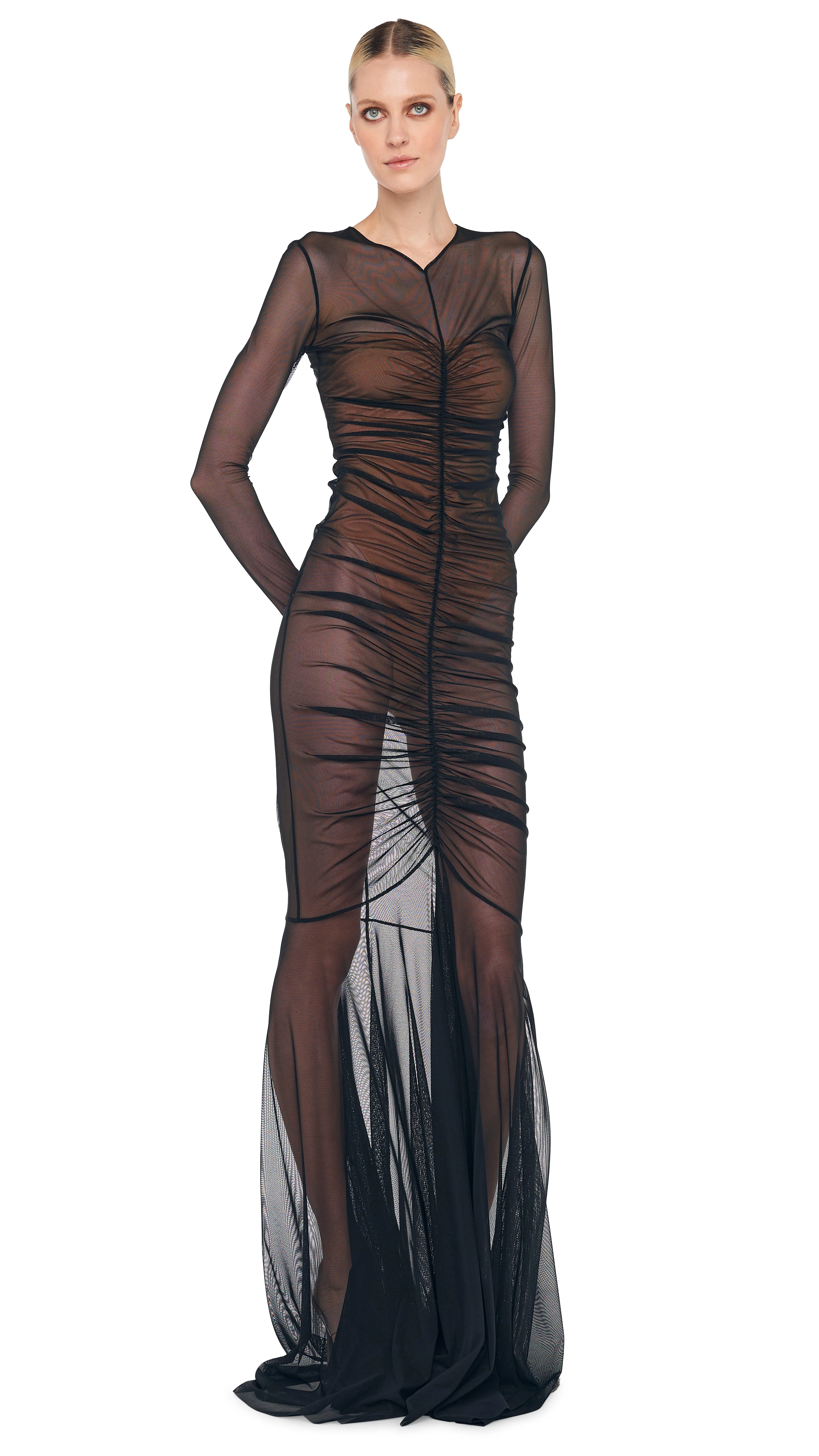 LS SHIRRED FISHTAIL GOWN / BISHOP - Image 8