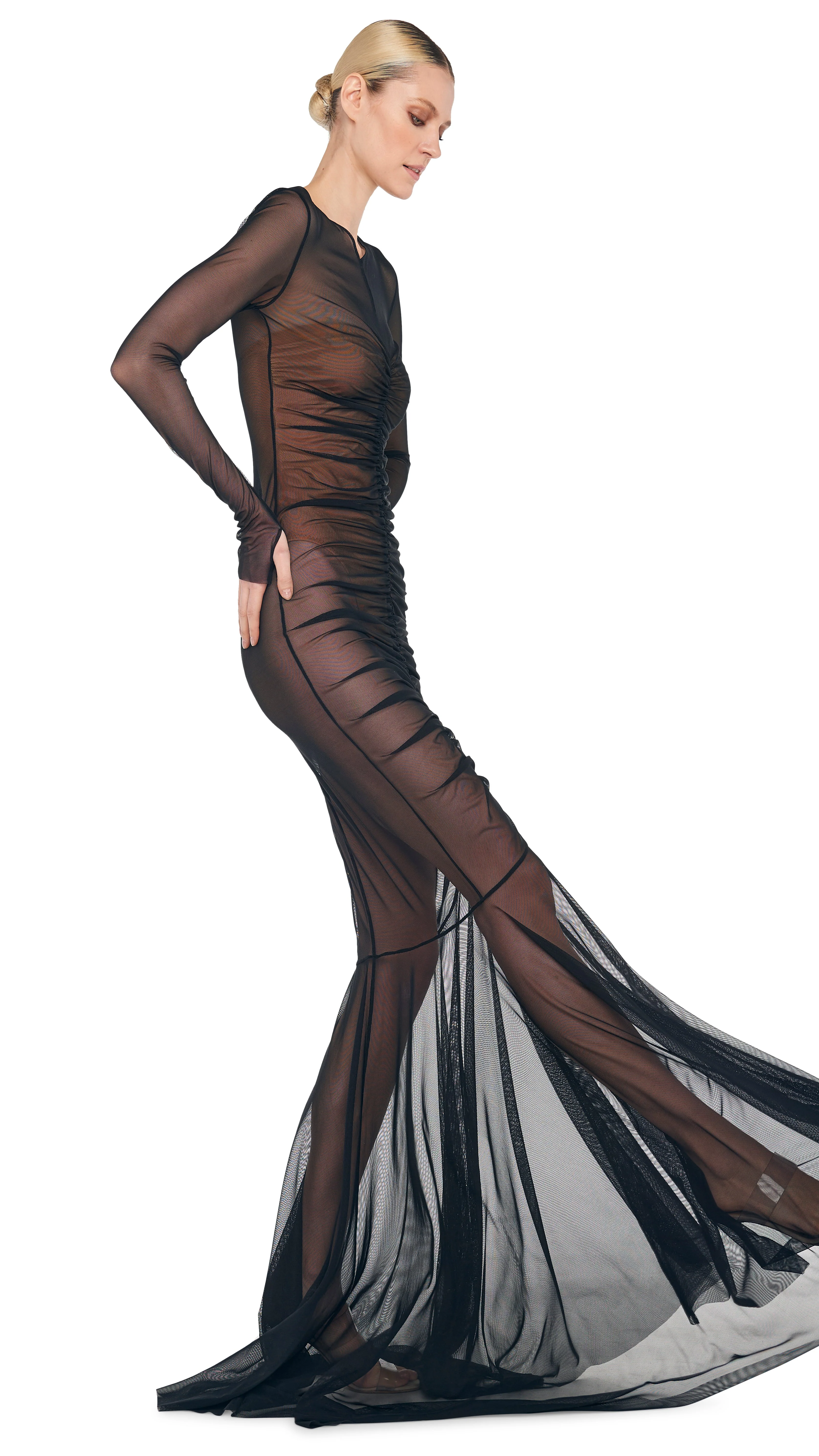LS SHIRRED FISHTAIL GOWN / BISHOP - Image 9