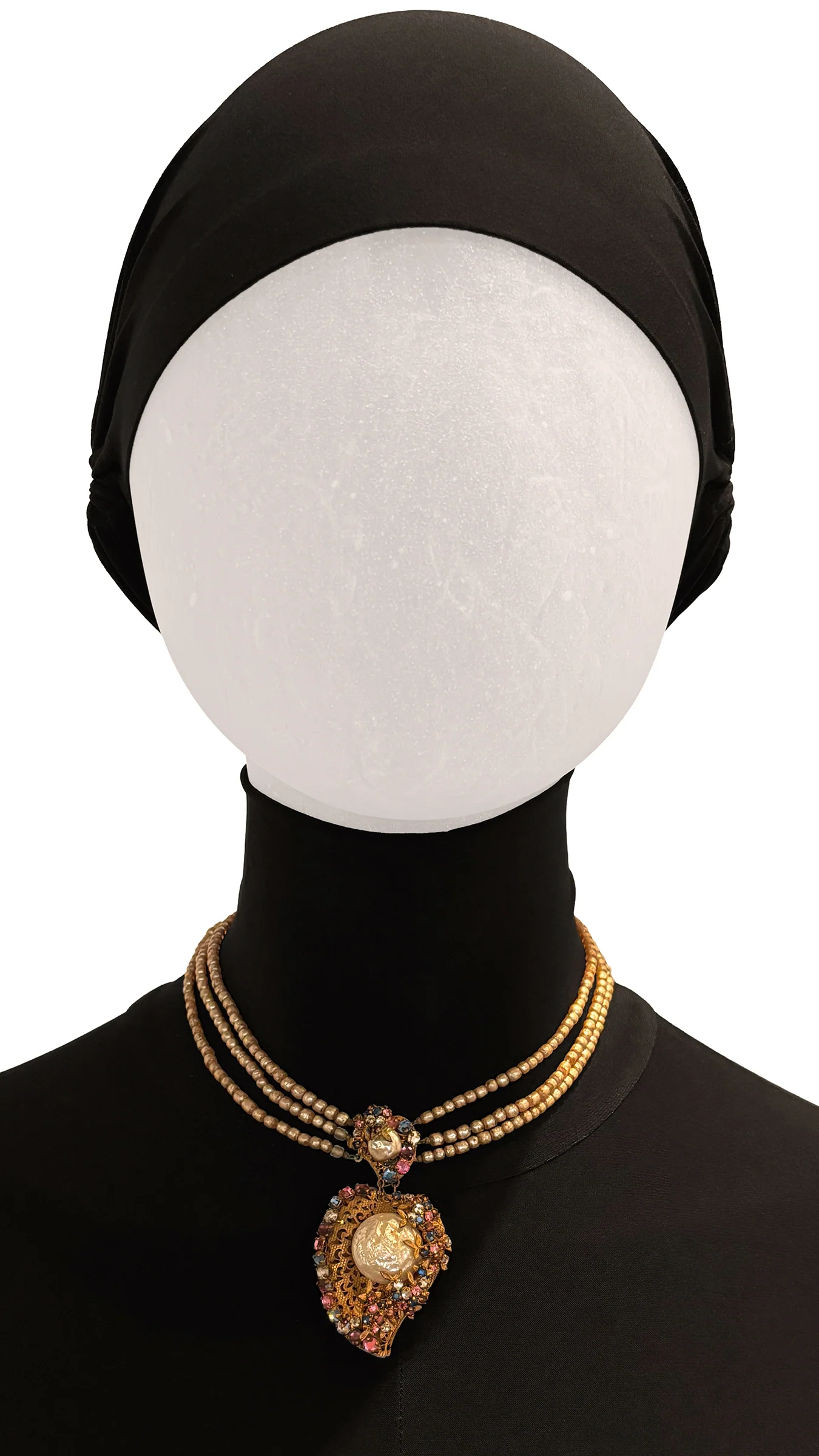 MIRIAM HASKELL BEADED BRASS/STONE NECKLACE AND BRACELET SET - Image 2