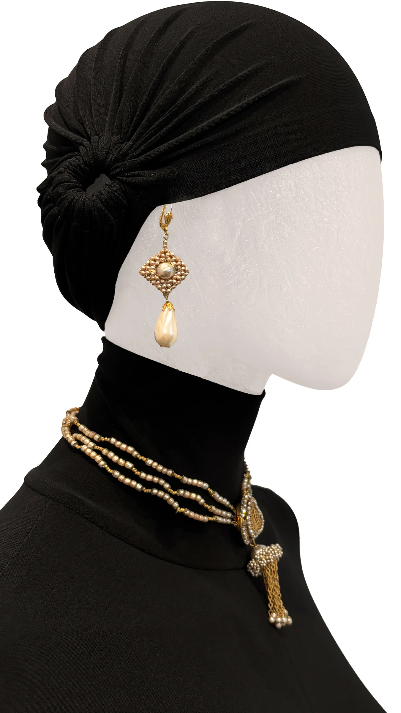 MIRIAM HASKELL BEADED EARRINGS AND DROP NECKLACE SET - Image 3