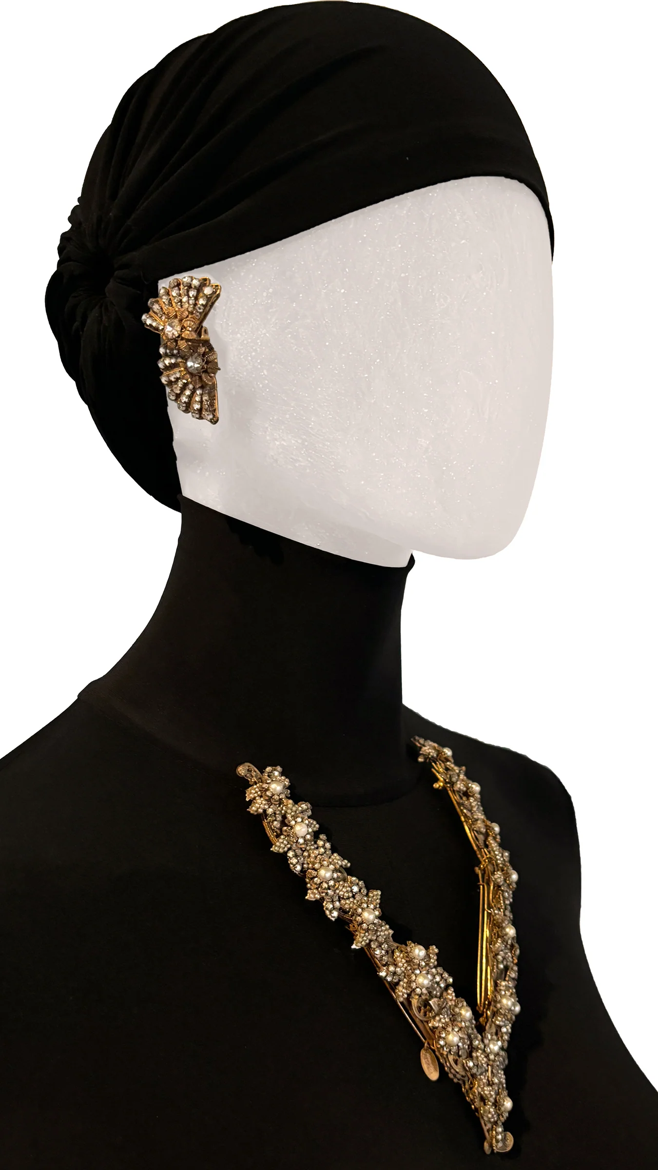 MIRIAM HASKELL BRASS/PEARL/STONE BROOCH - Image 2