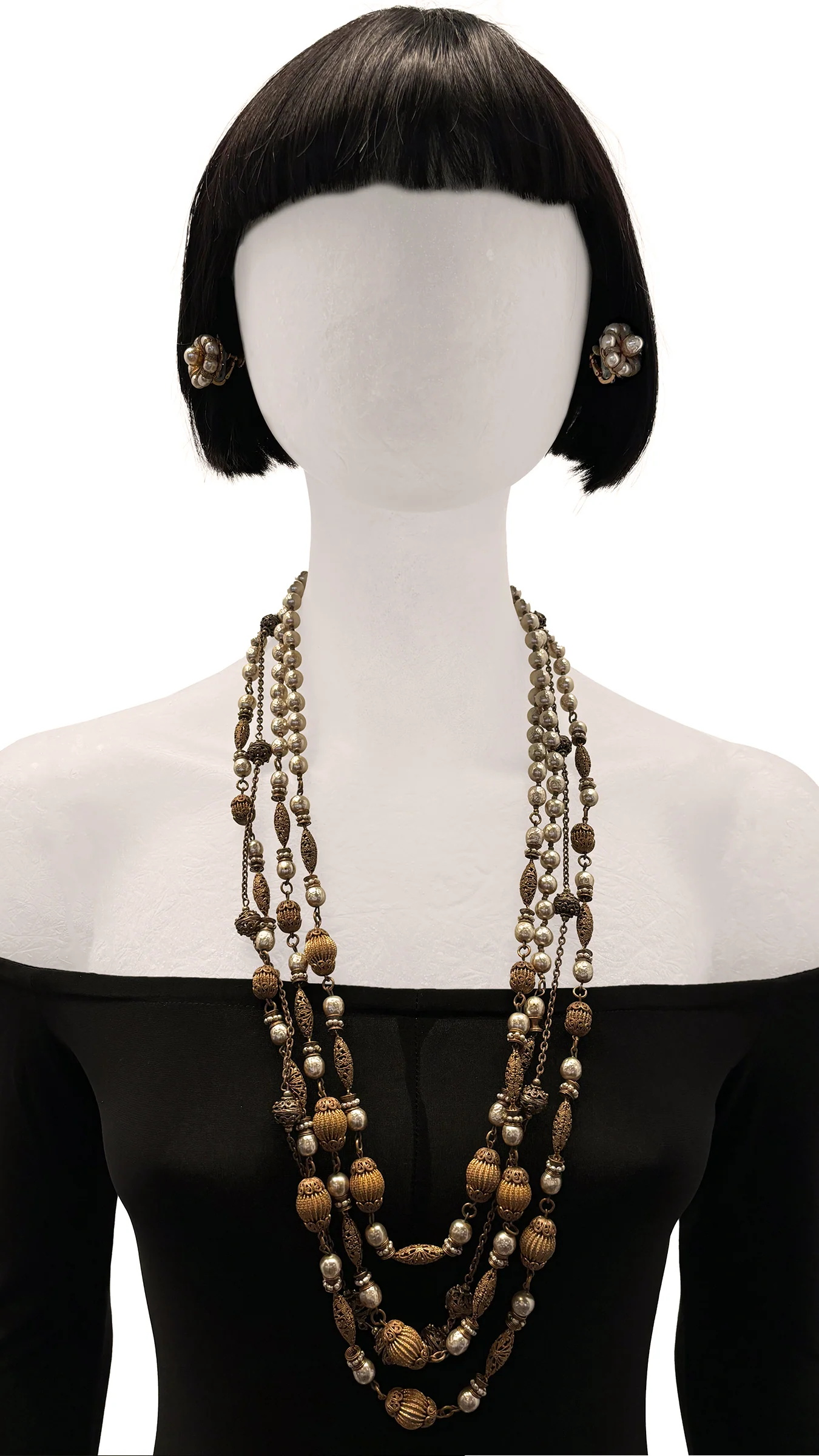MIRIAM HASKELL LAYERED BEADED NECKLACE AND EARRING SET - Image 2