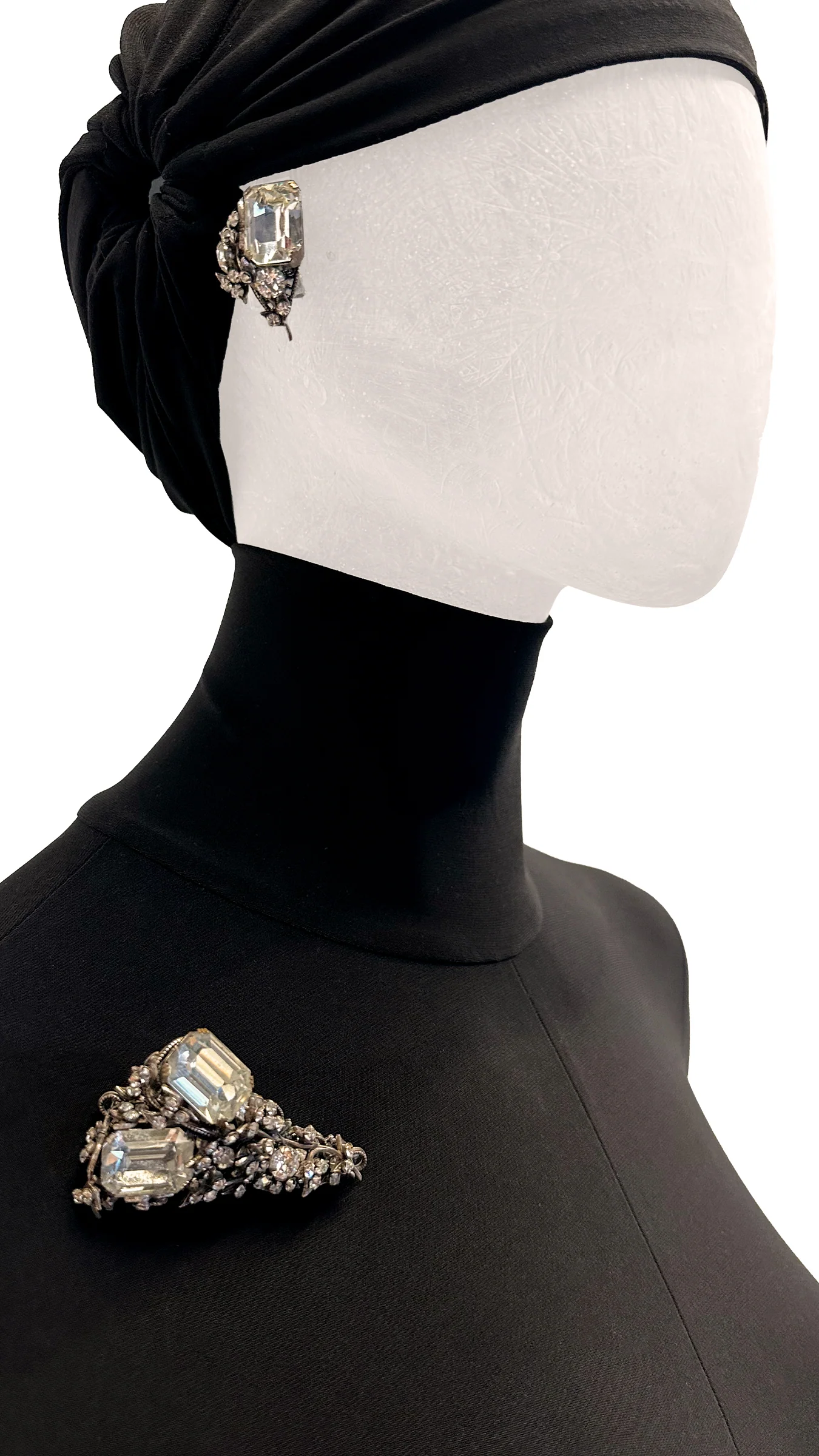 MIRIAM HASKELL STONE/BRASS BROOCH, EARRING & BRACELET SET - Image 2
