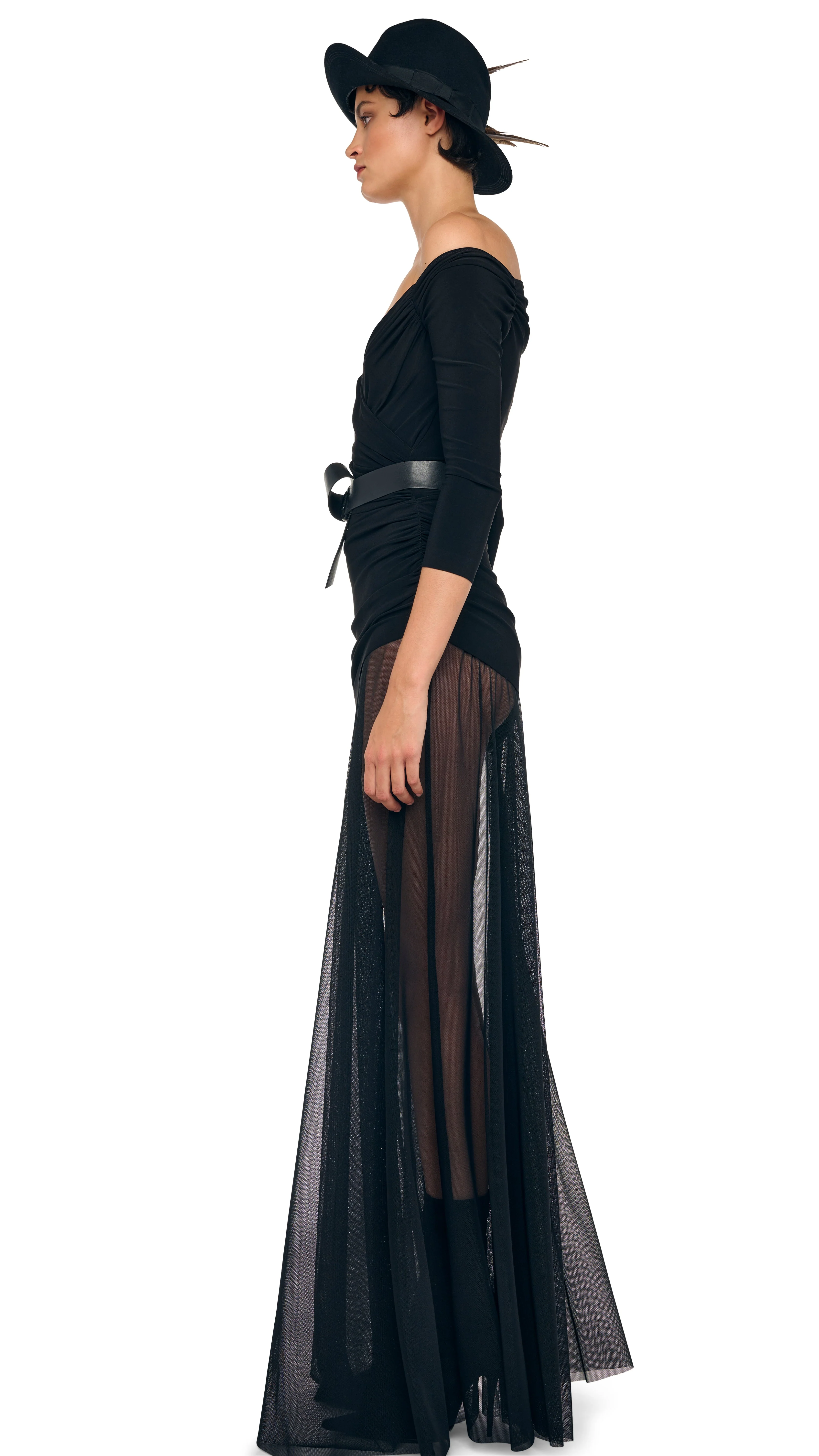 OFF SHOULDER SWEETHEART COMBO FLARED GOWN - Image 2