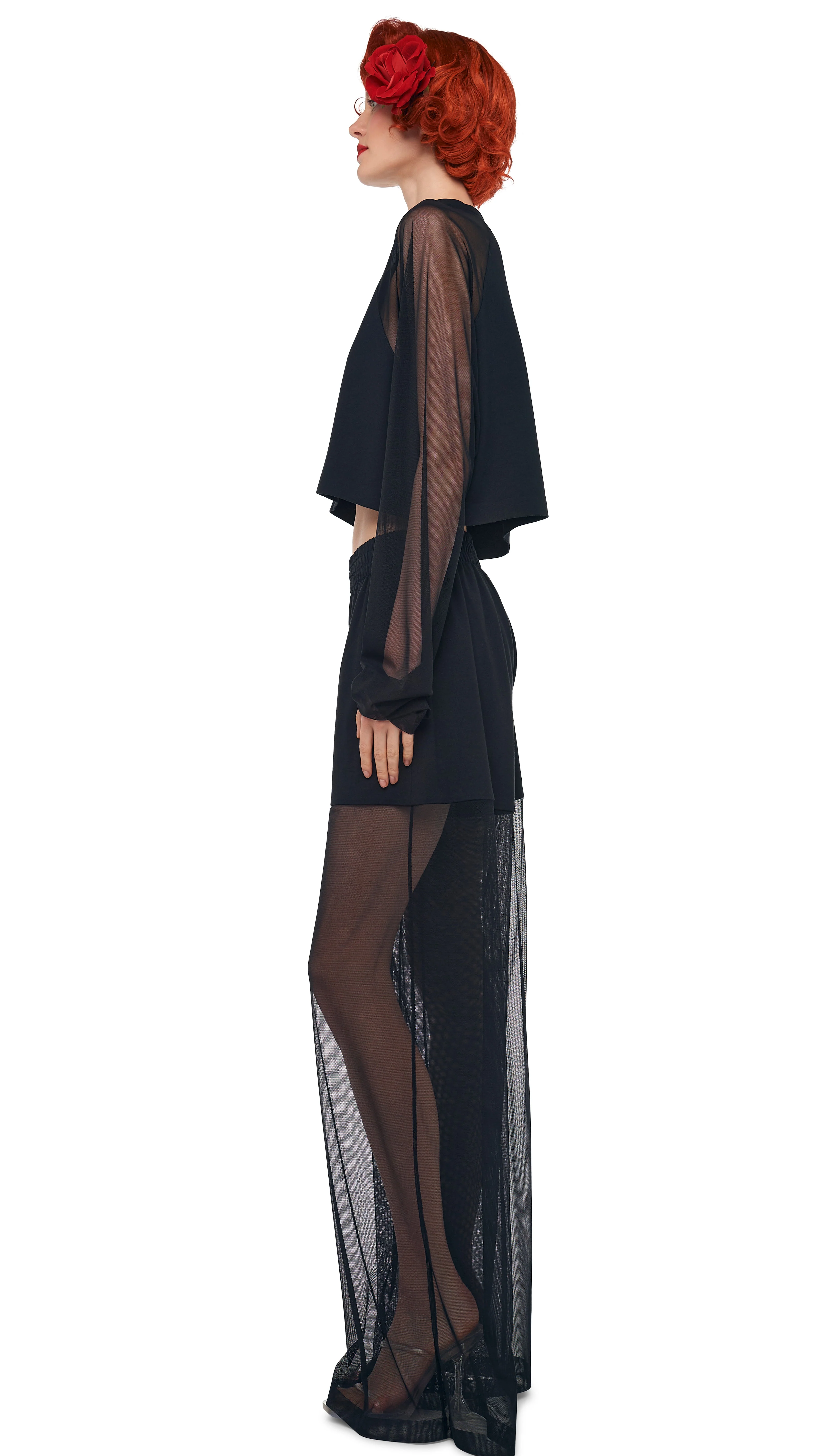 OVERSIZED RAGLAN SLEEVE CROPPED TOP W/ MESH - Image 2