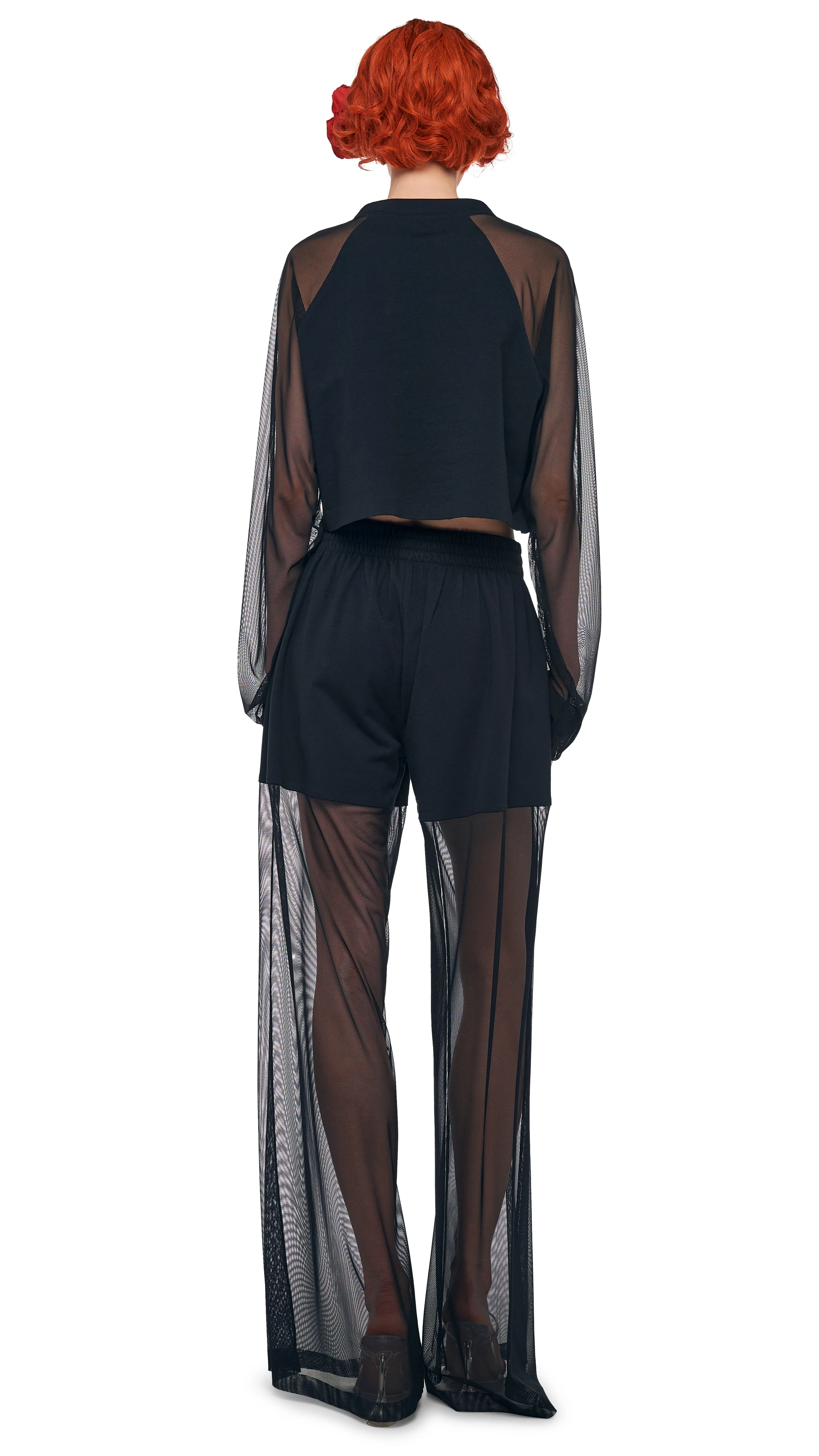 OVERSIZED RAGLAN SLEEVE CROPPED TOP W/ MESH - Image 3