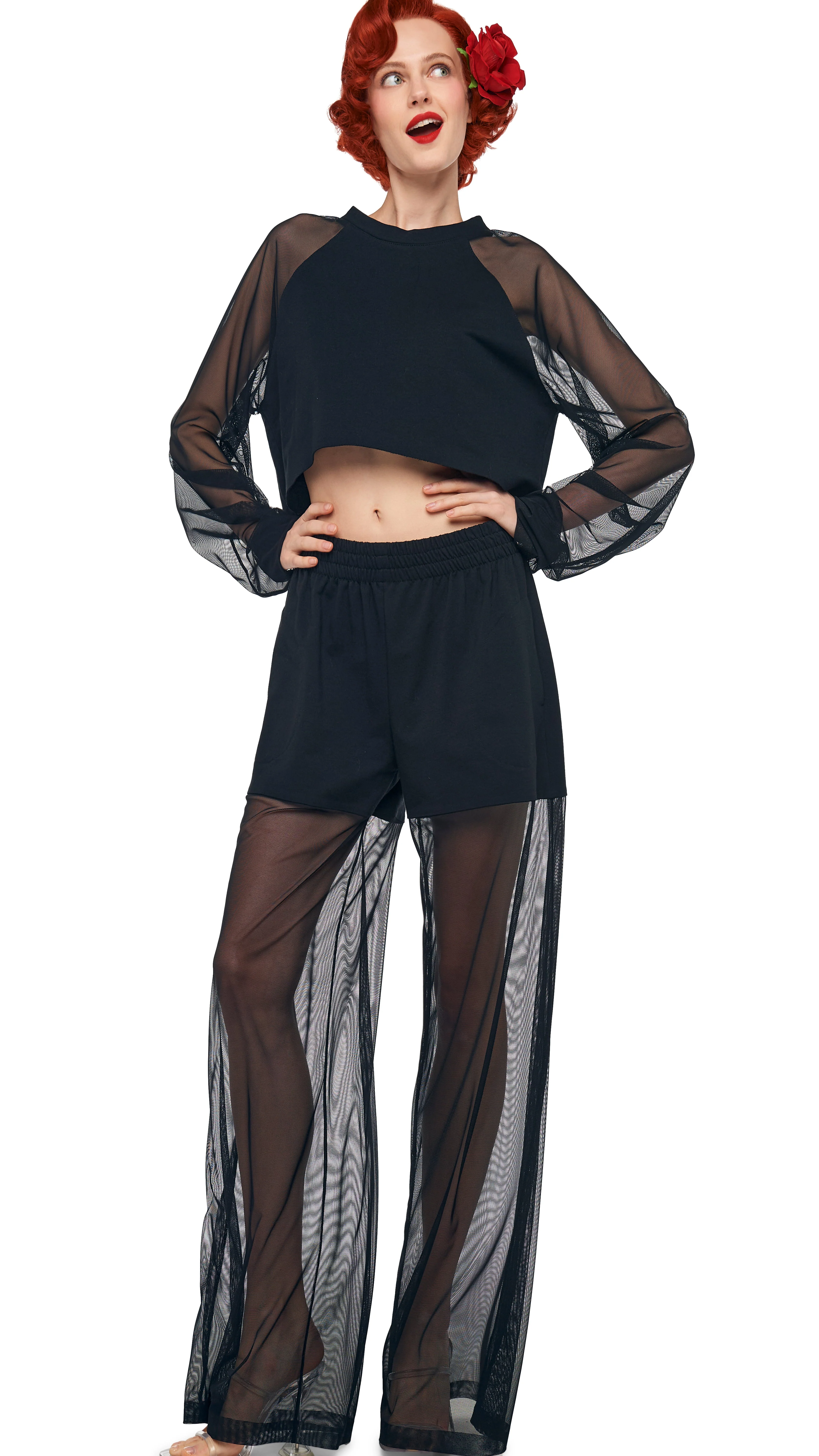 OVERSIZED RAGLAN SLEEVE CROPPED TOP W/ MESH - Image 6