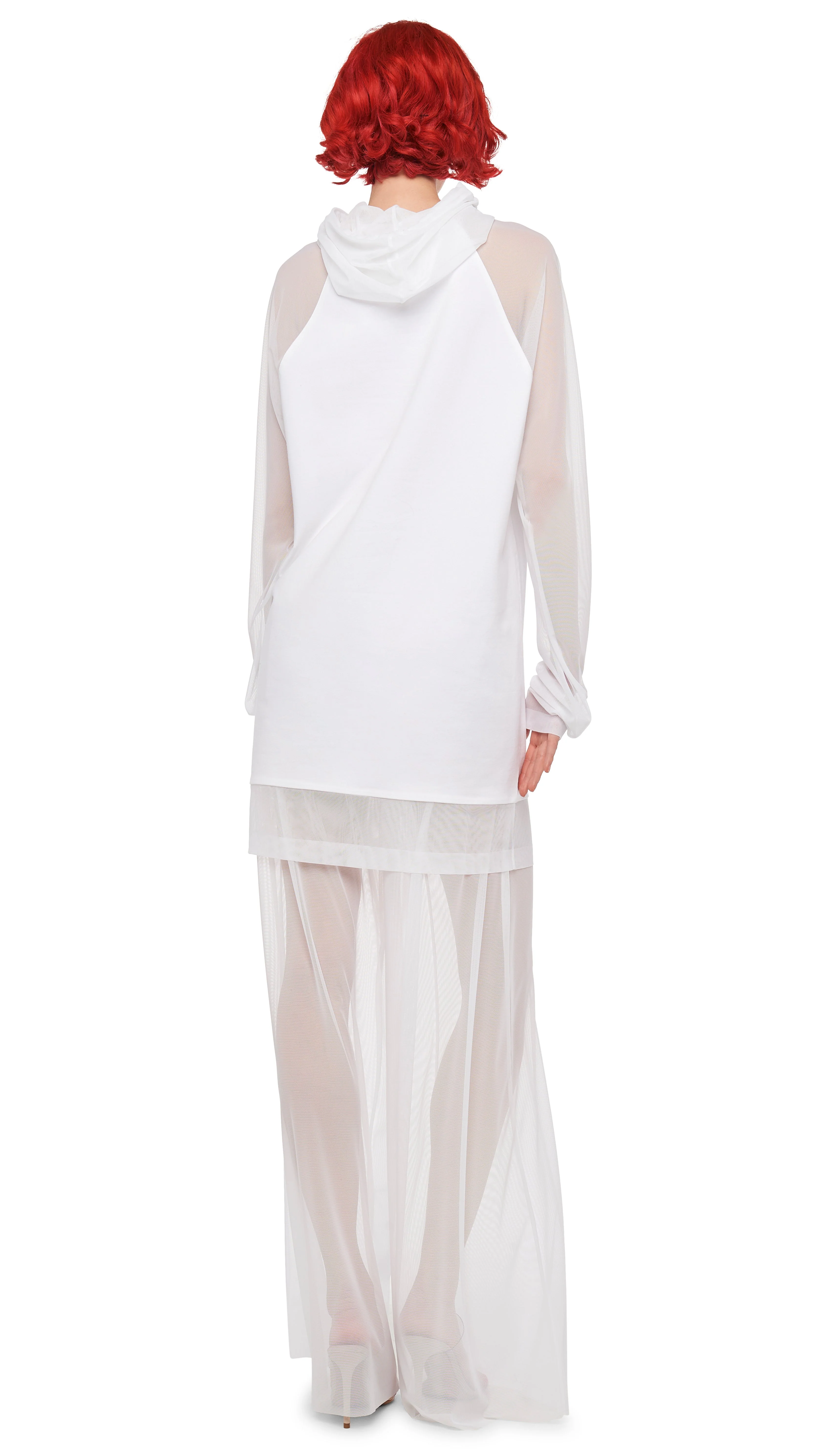 OVERSIZED RAGLAN SLEEVE HOODED MINI DRESS W/ MESH - Image 9