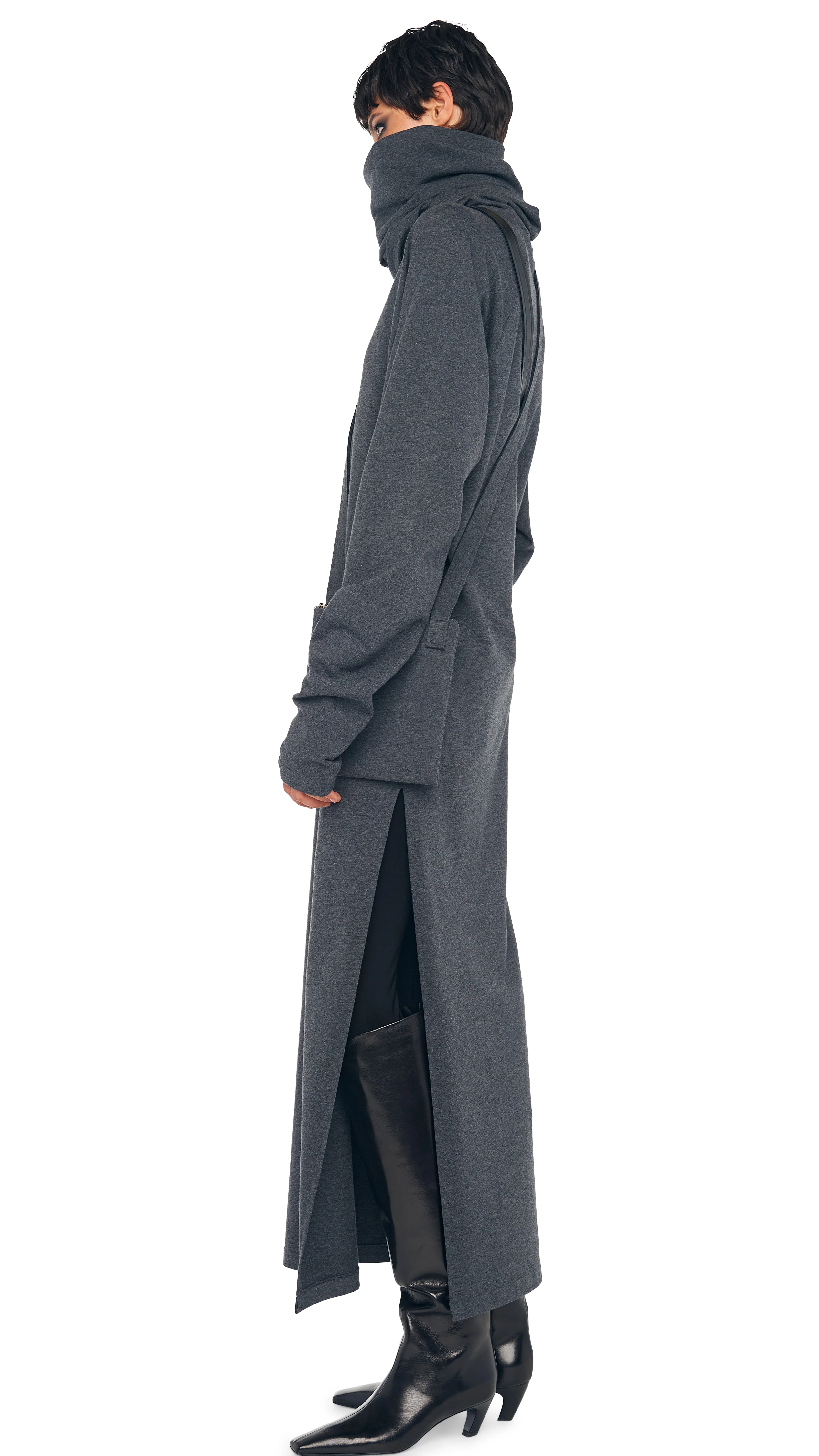 OS RAGLAN SLEEVE TURTLENECK SIDE SLIT GOWN - Image 2