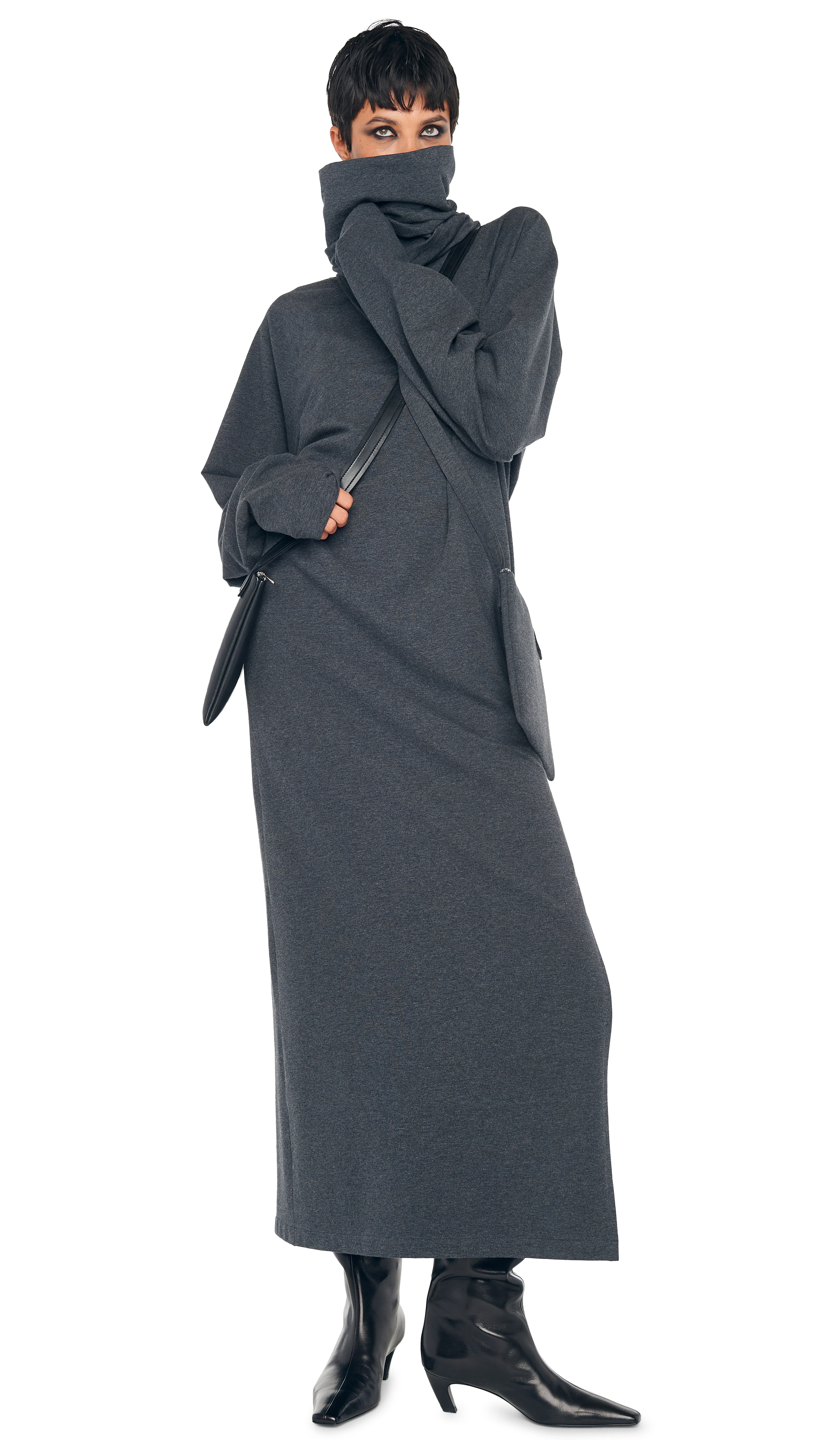 OS RAGLAN SLEEVE TURTLENECK SIDE SLIT GOWN - Image 4