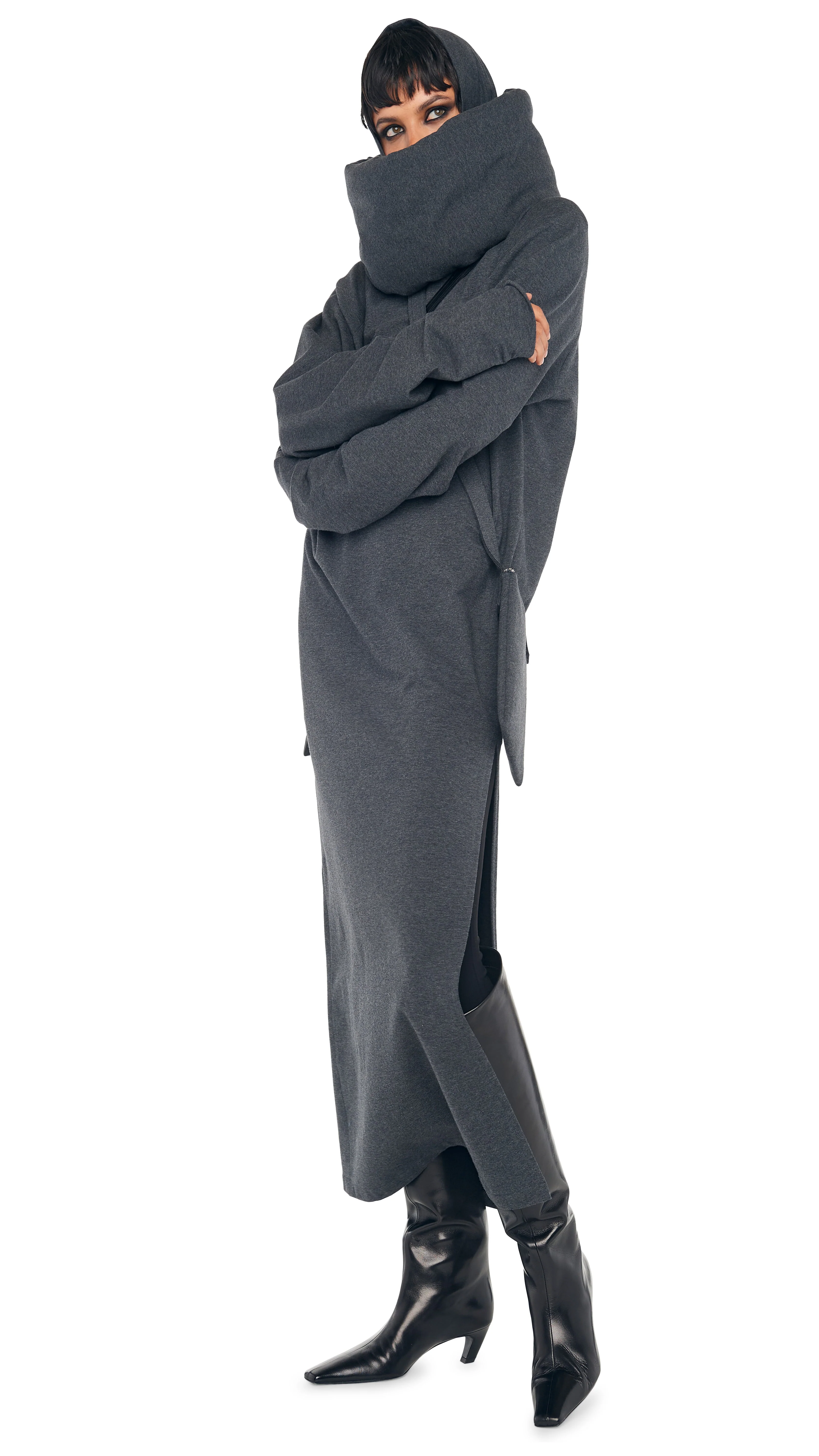 OS RAGLAN SLEEVE TURTLENECK SIDE SLIT GOWN - Image 9