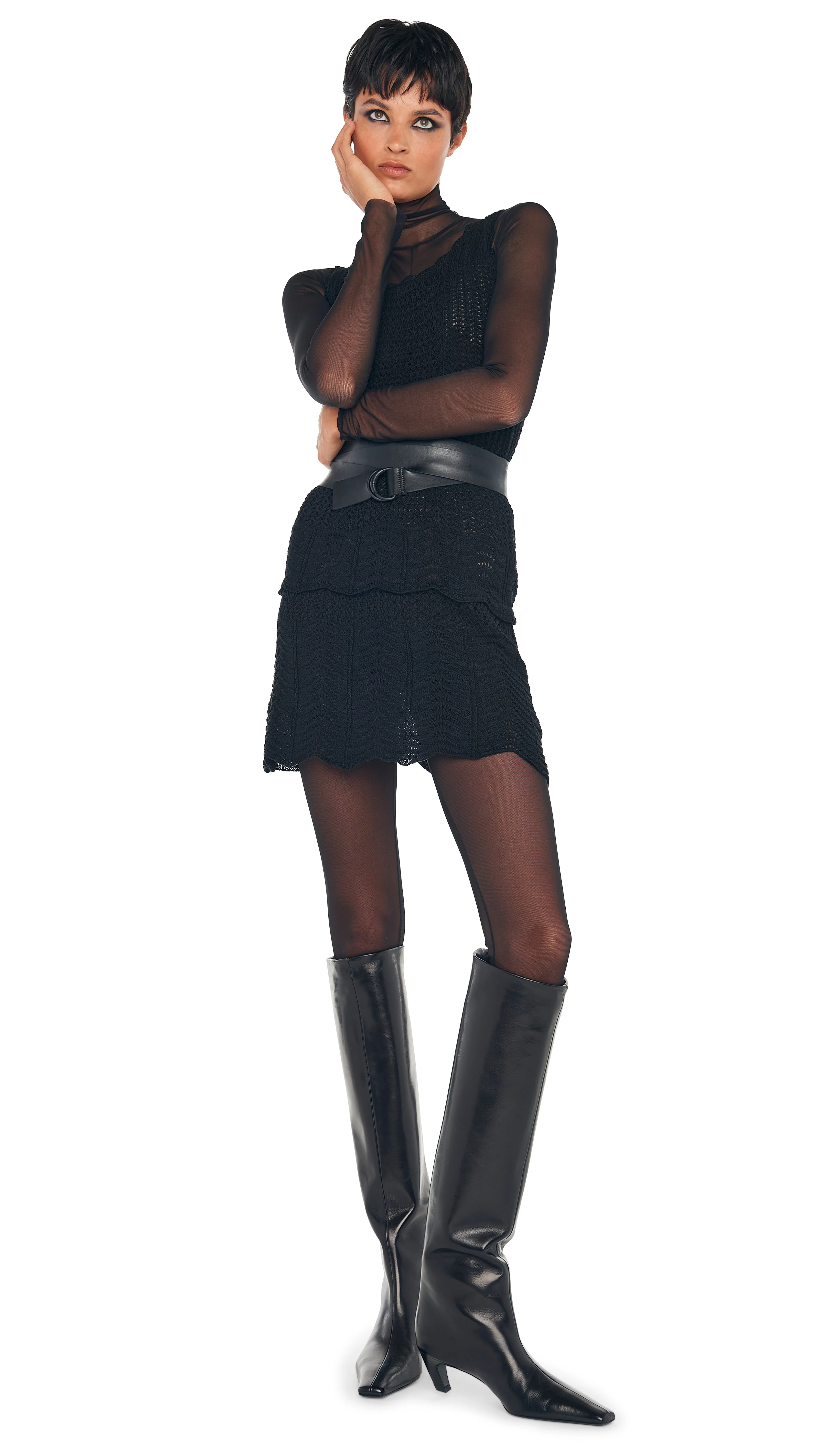 SCOOP NECK TANK CROCHET MINI DRESS - Image 13