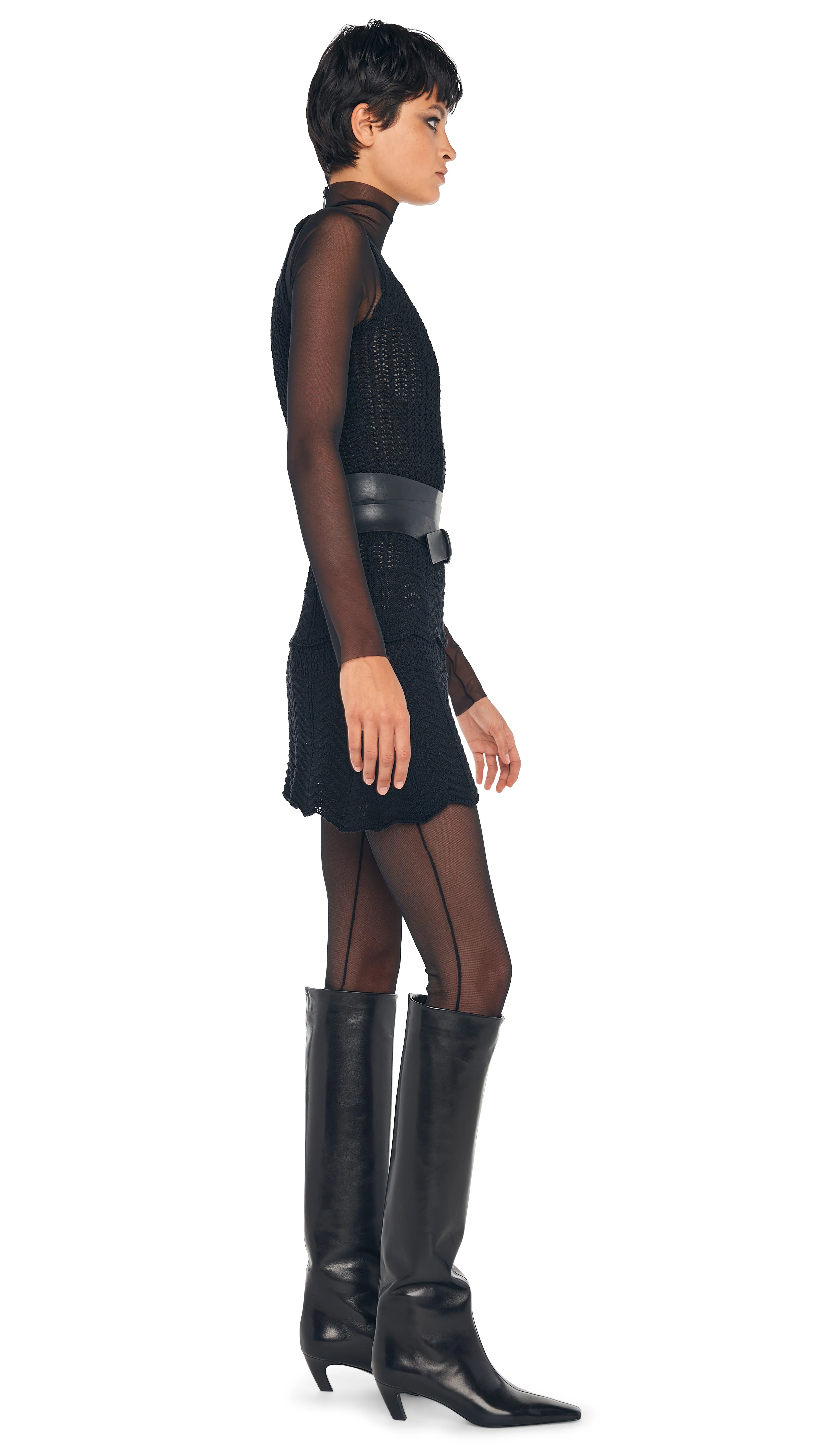 SCOOP NECK TANK CROCHET MINI DRESS - Image 4