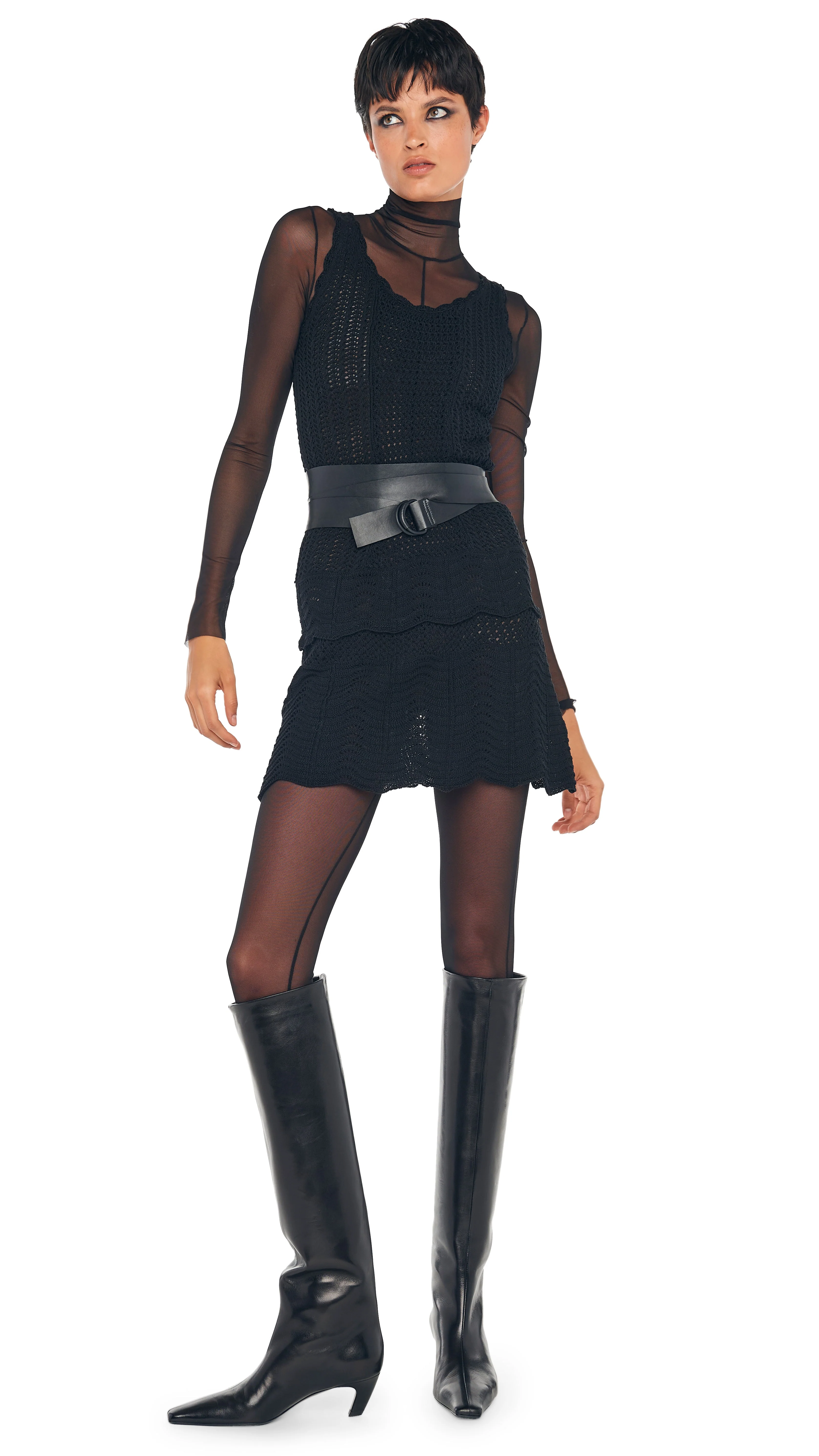 SCOOP NECK TANK CROCHET MINI DRESS - Image 5