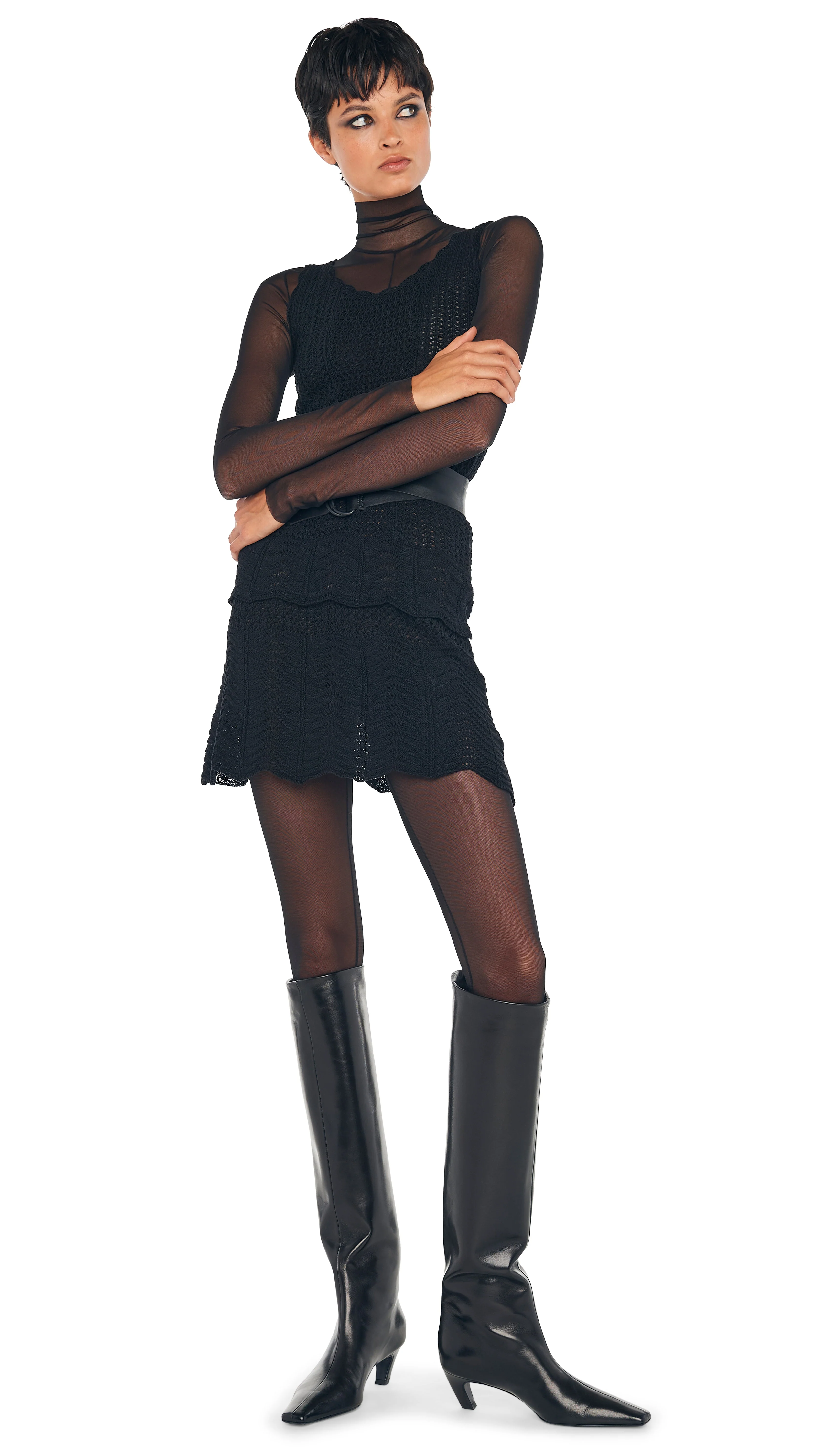 SCOOP NECK TANK CROCHET MINI DRESS - Image 8