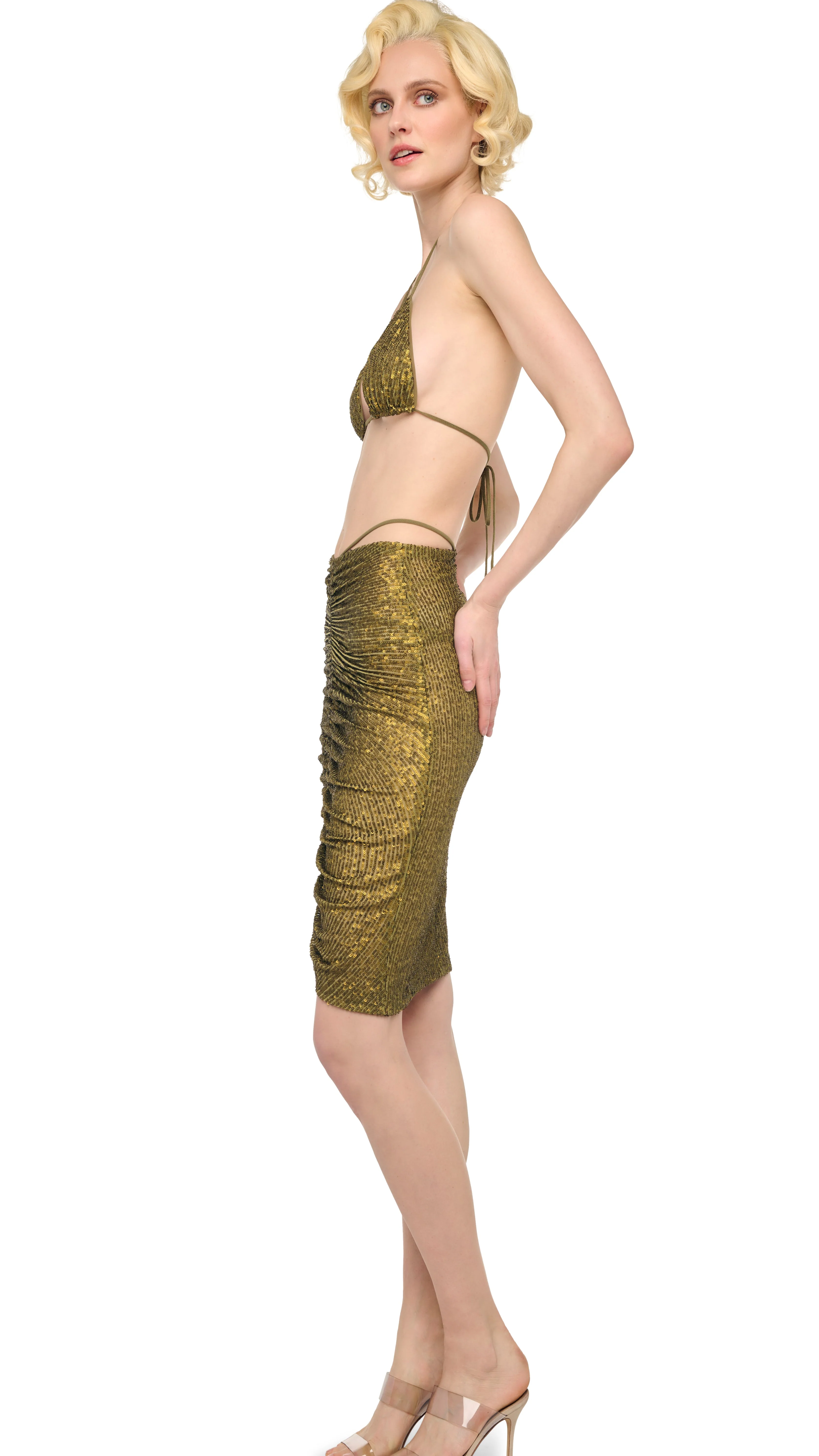 SHIRRED FRONT SKIRT TO KNEE - Image 6