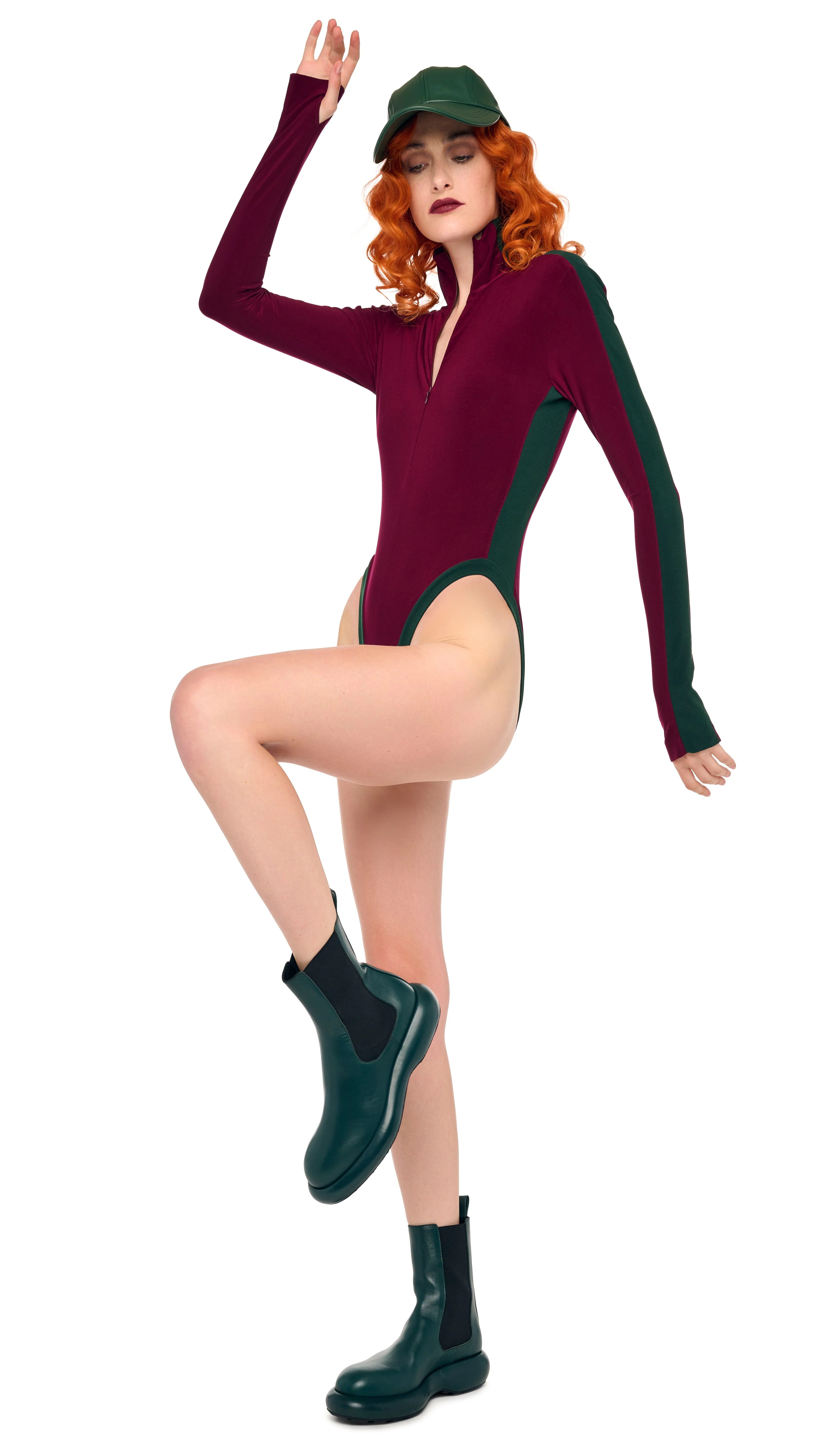 SIDE STRIPE ZIP FRONT L/S TURTLENECK BODYSUIT - Image 5