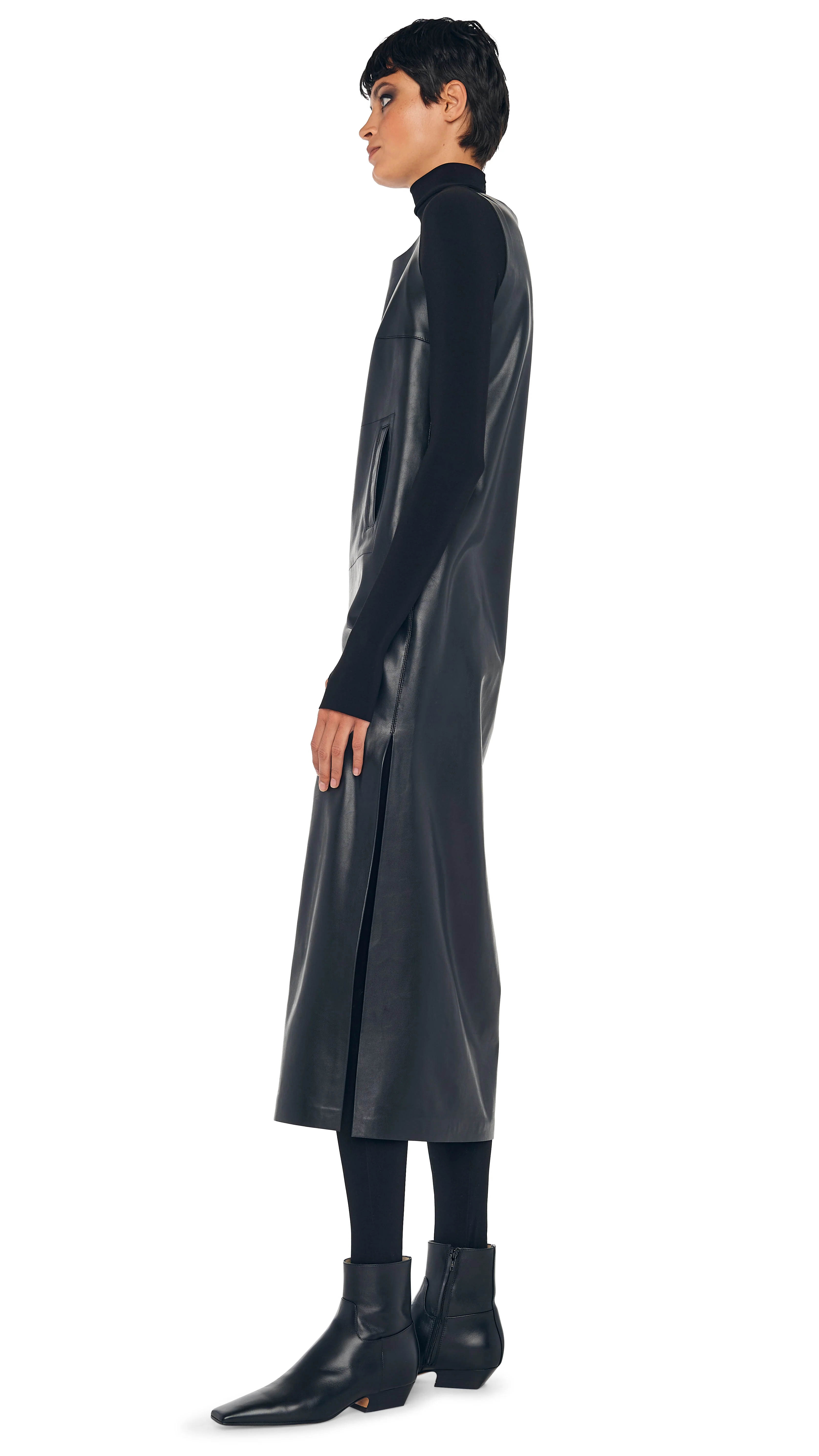 SLEEVELESS TAILORED SIDE SLIT DRESS - Image 3