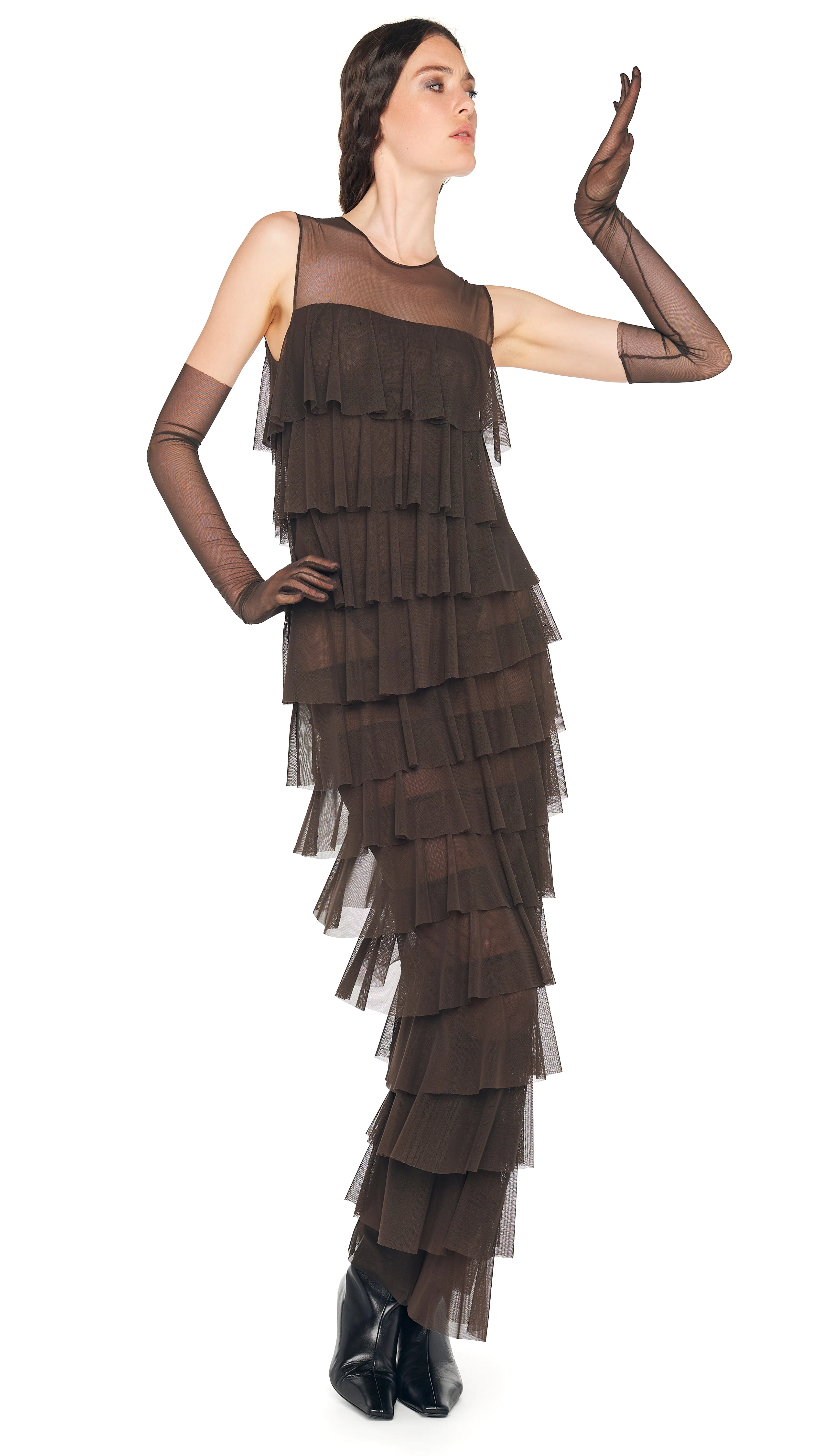 SLEEVELESS TIERED RUFFLE GOWN - Image 4
