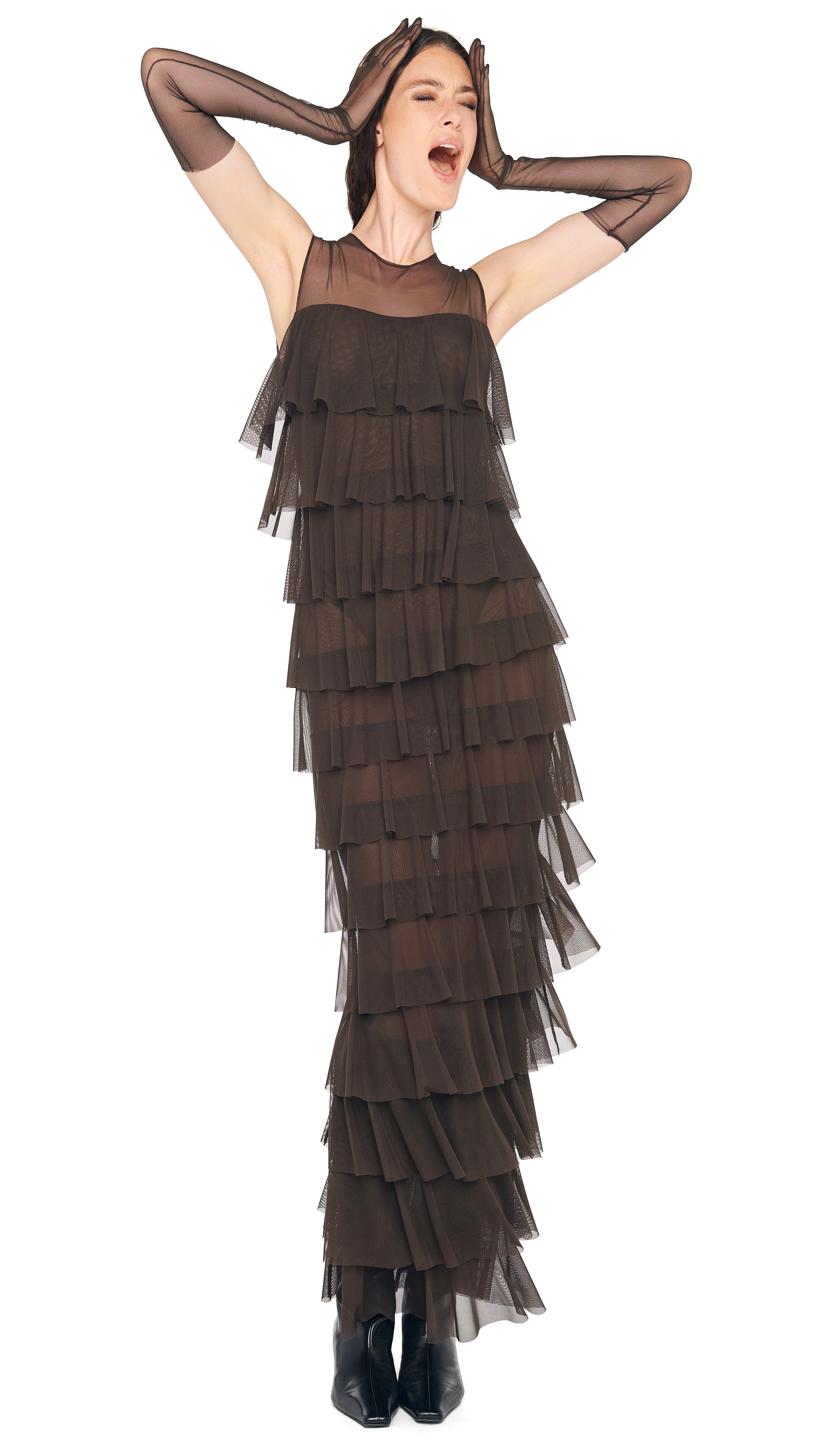 SLEEVELESS TIERED RUFFLE GOWN - Image 5