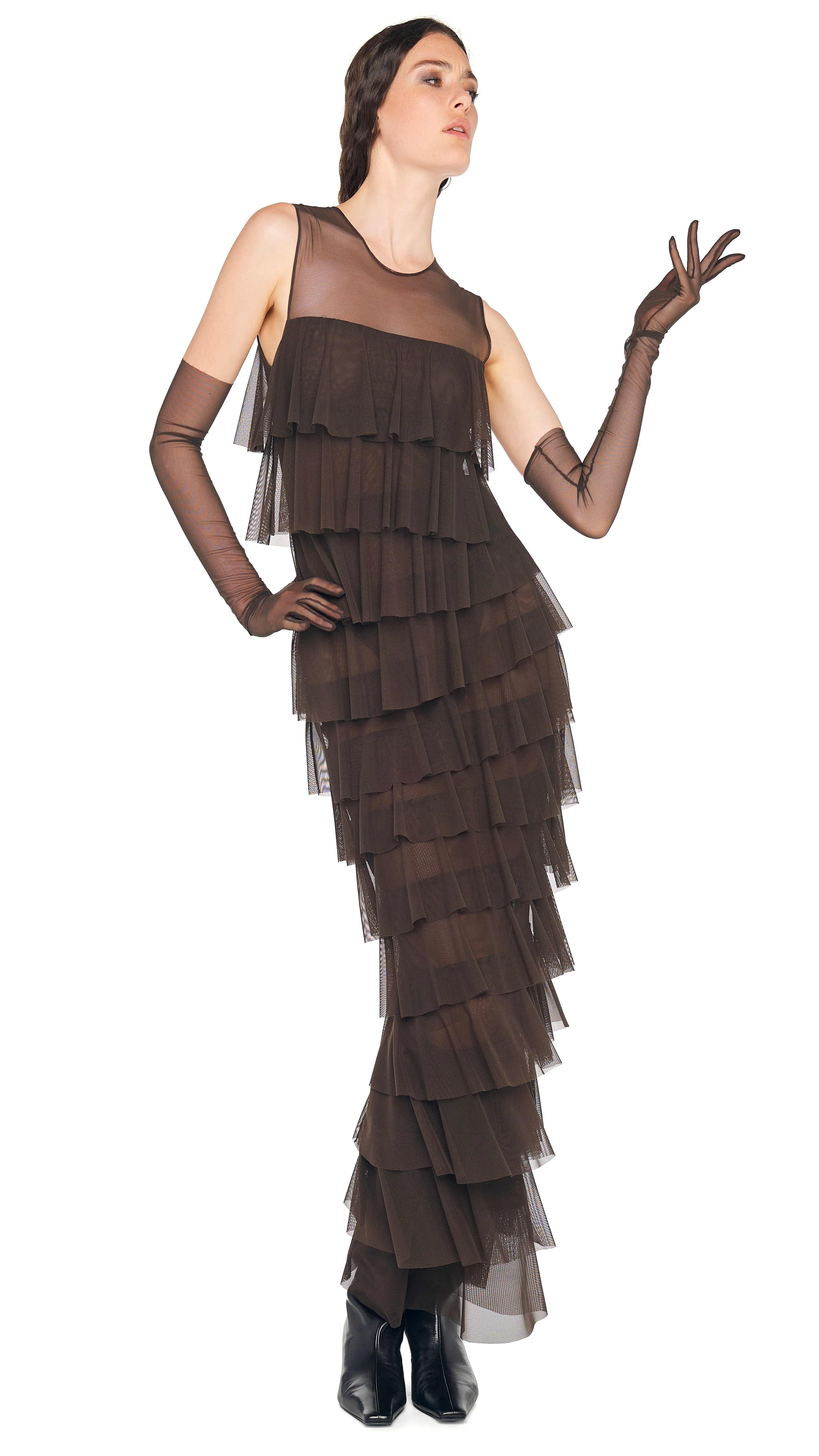 SLEEVELESS TIERED RUFFLE GOWN - Image 6
