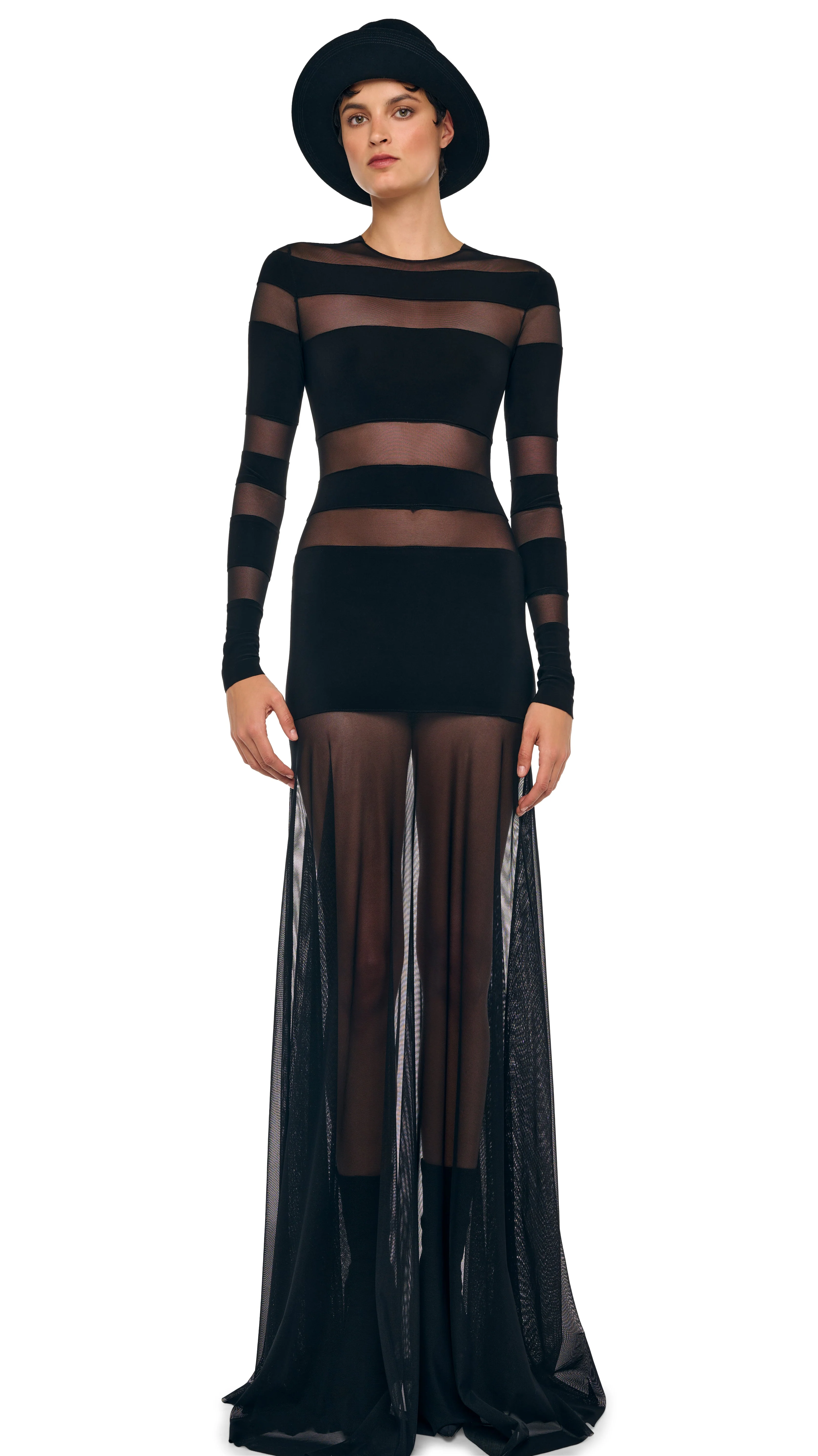 SPLICED LONG SLEEVE FLARED GOWN - Image 4