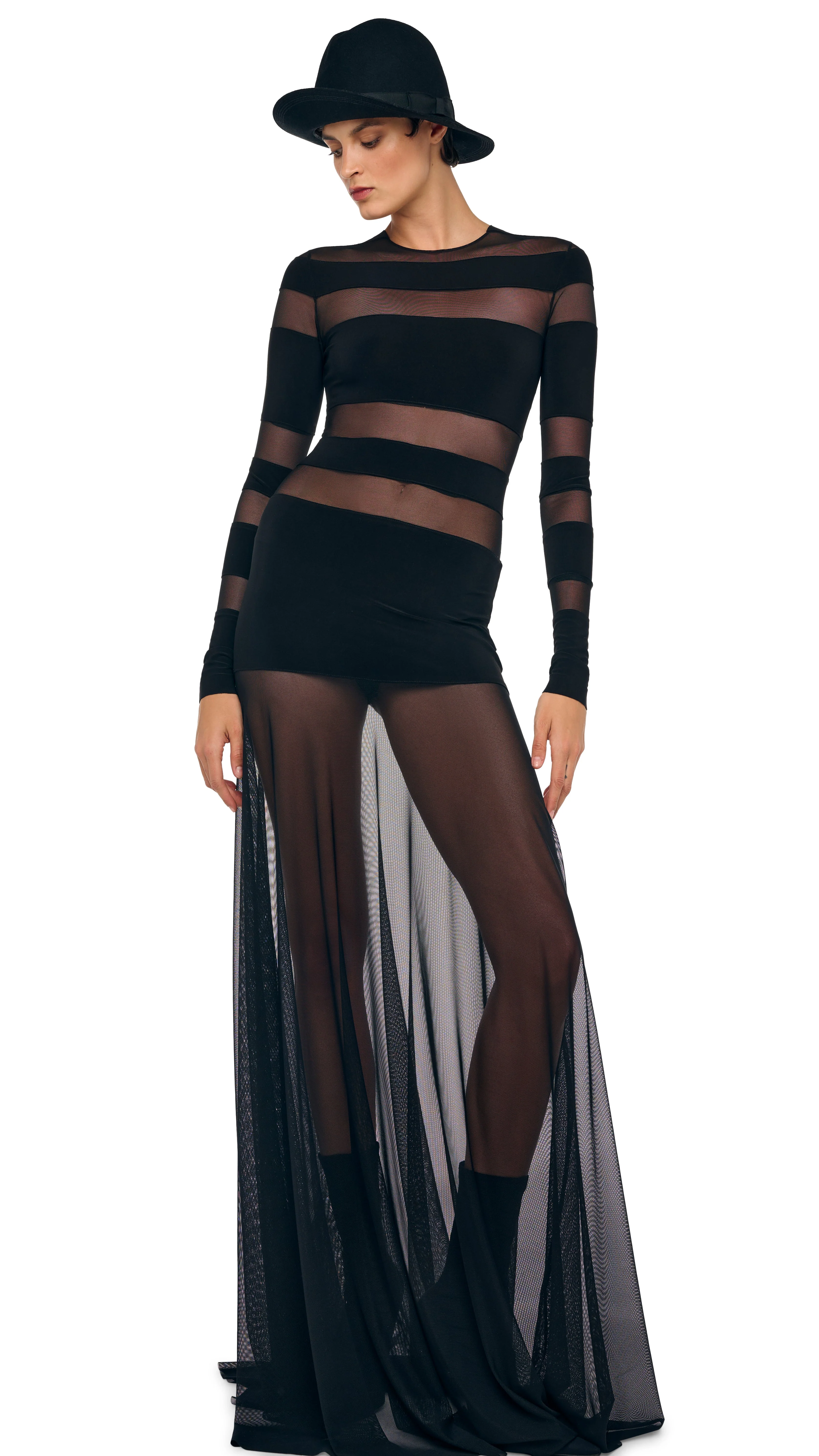 SPLICED LONG SLEEVE FLARED GOWN - Image 5