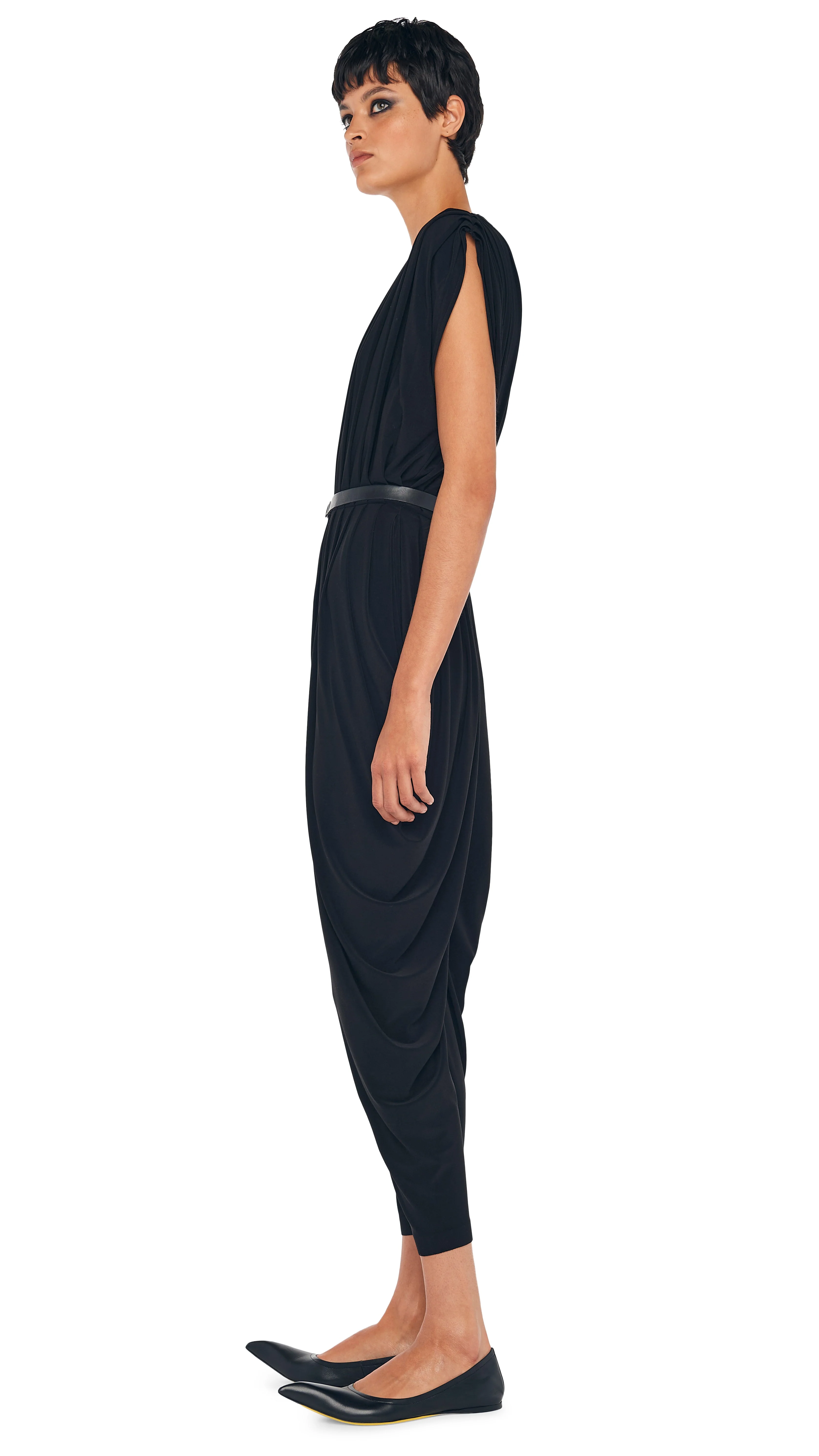 SQUARE SLEEVE WATERFALL JUMPSUIT - Image 2