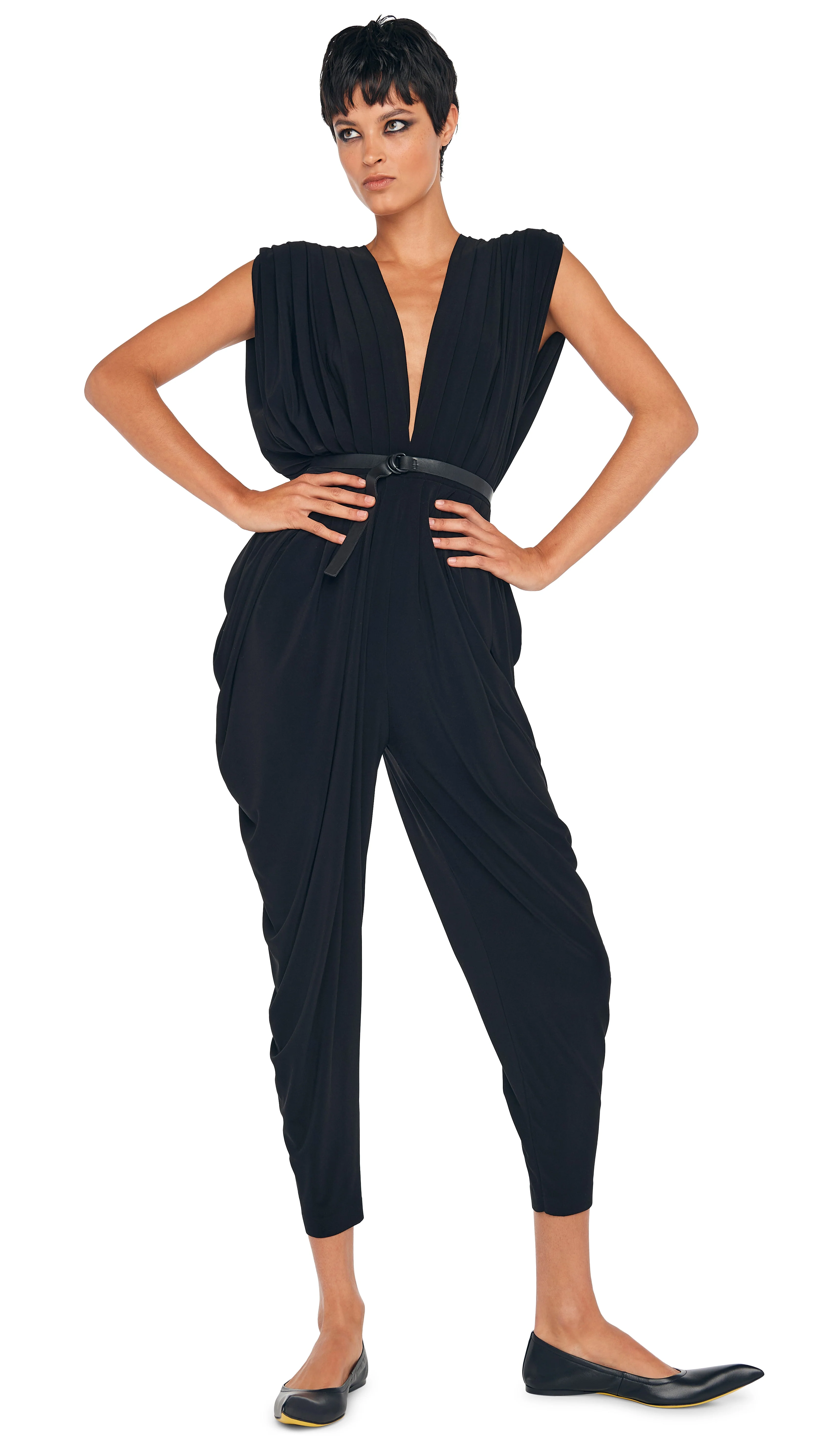 SQUARE SLEEVE WATERFALL JUMPSUIT - Image 5