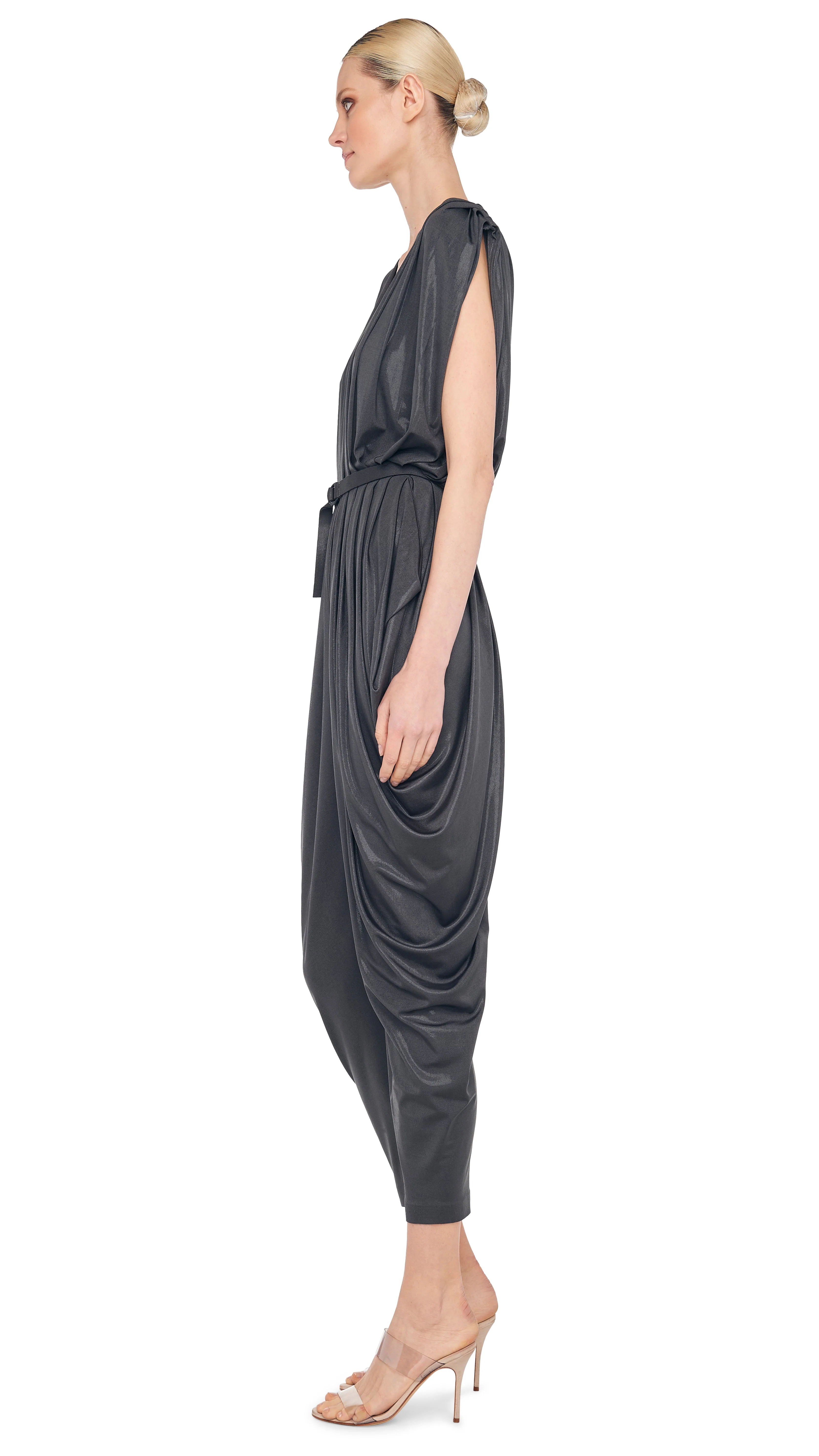 SQUARE SLEEVE WATERFALL JUMPSUIT - Image 3