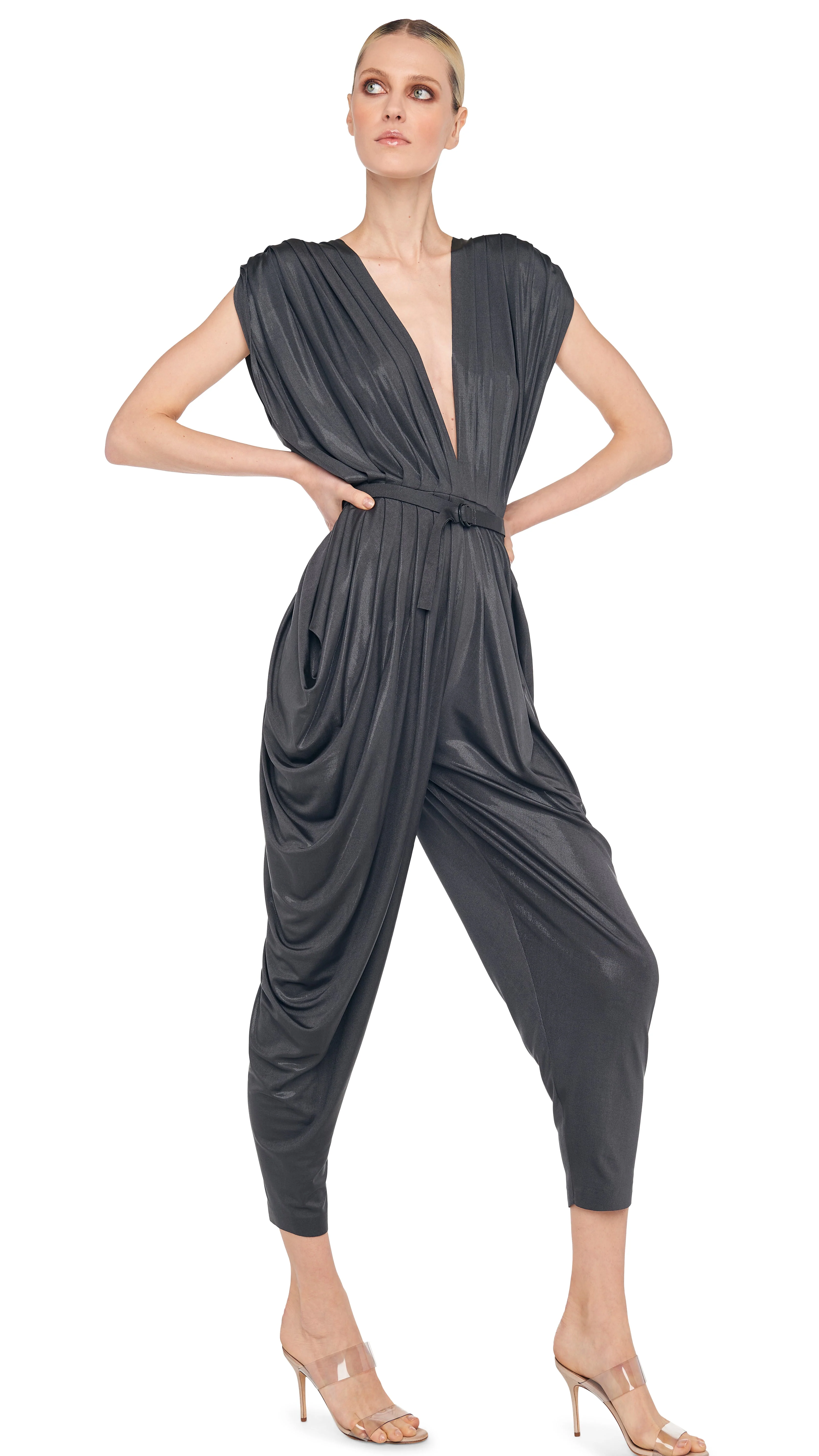 SQUARE SLEEVE WATERFALL JUMPSUIT - Image 5