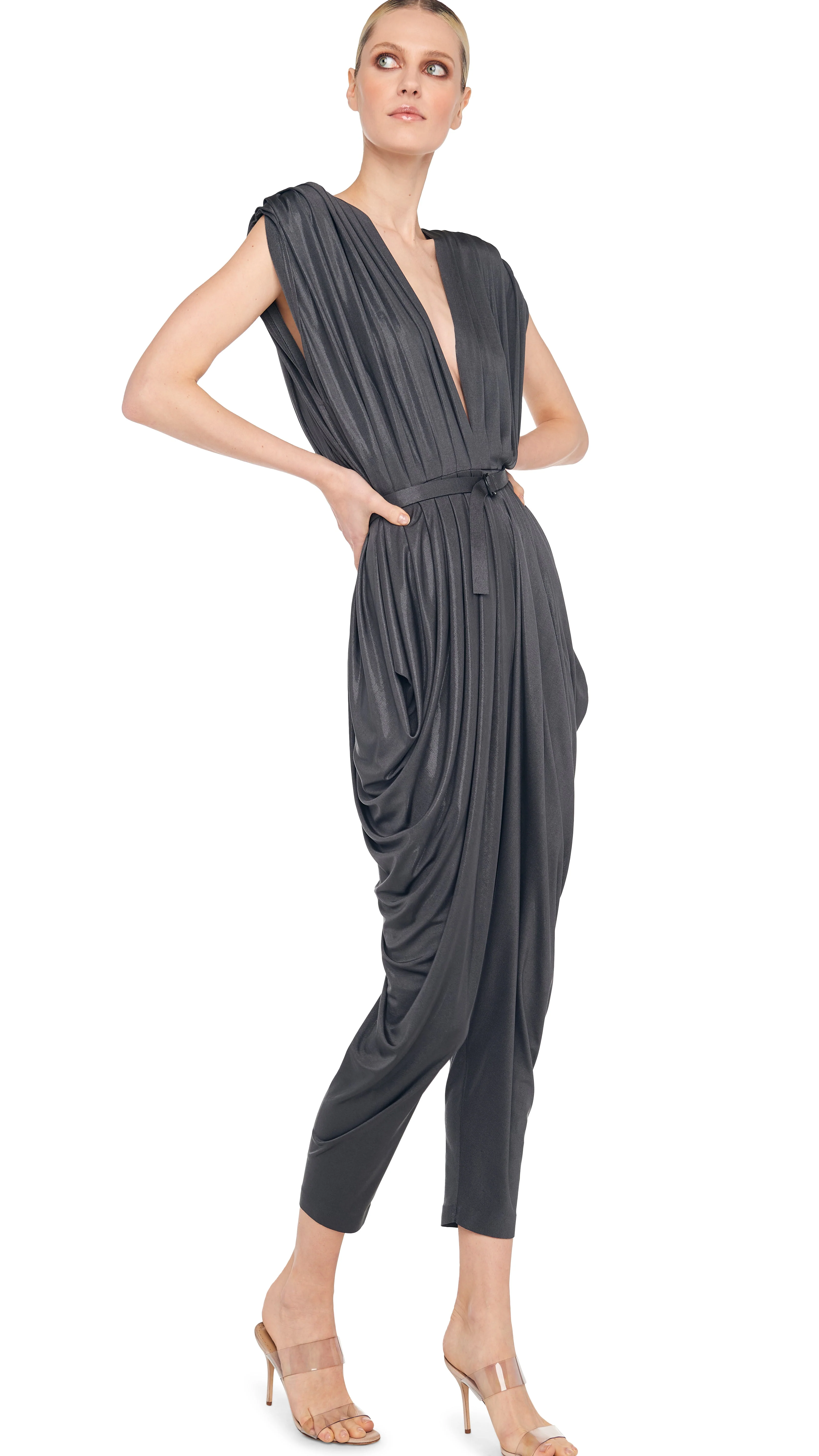SQUARE SLEEVE WATERFALL JUMPSUIT - Image 6