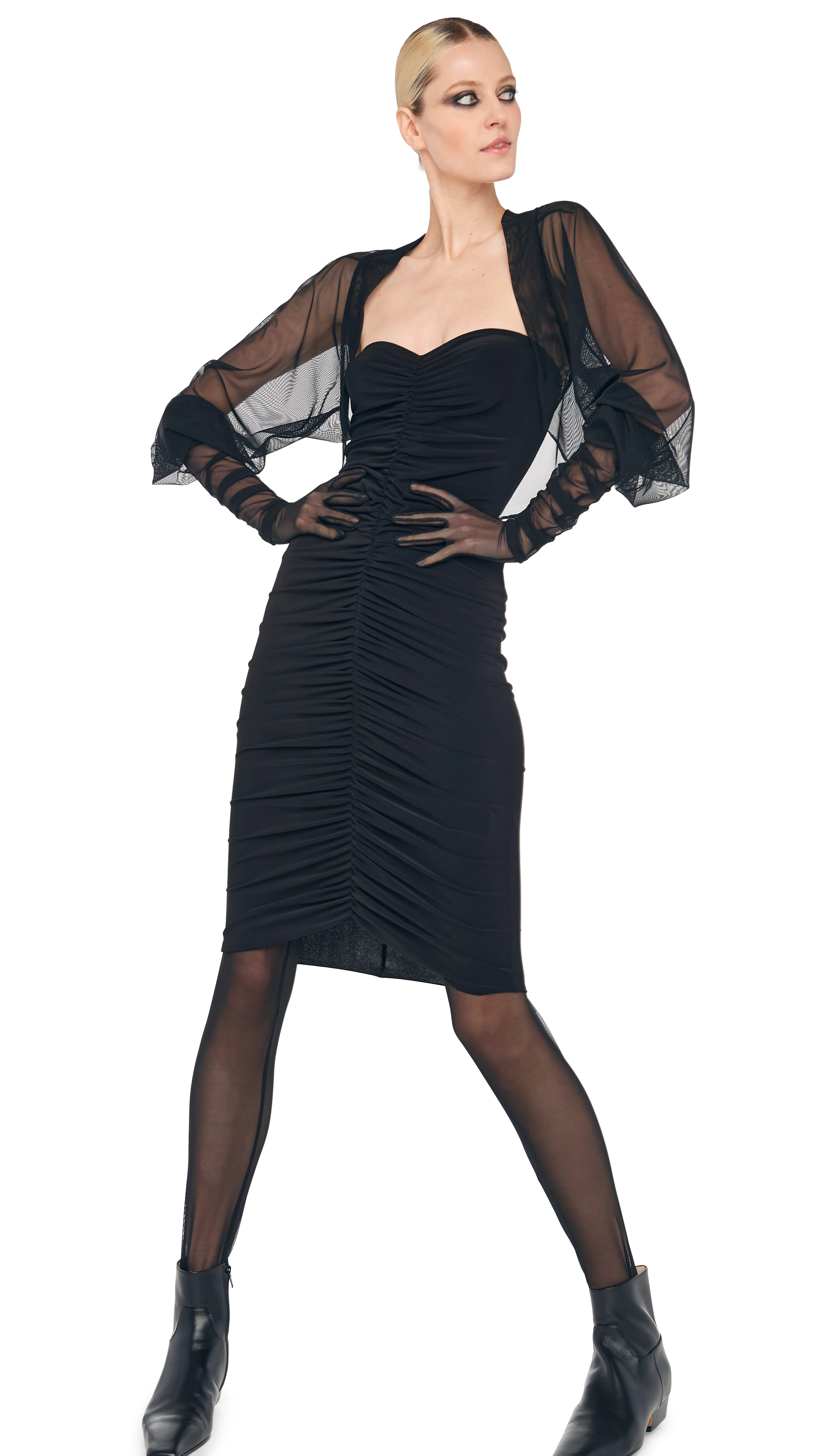 STRAPLESS SHIRRED FRONT DRESS TO KNEE - Image 14