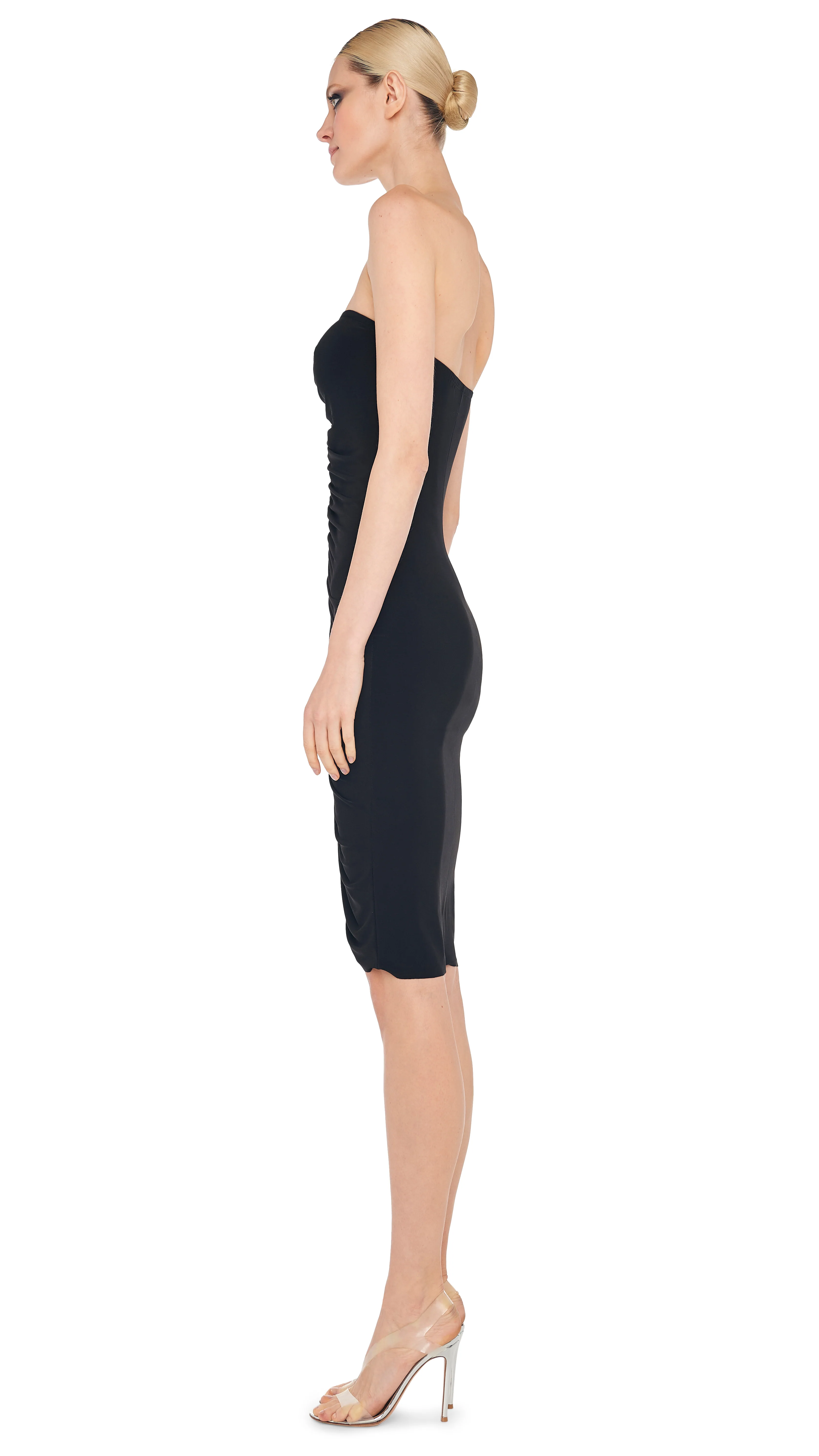 STRAPLESS SHIRRED FRONT DRESS TO KNEE - Image 3