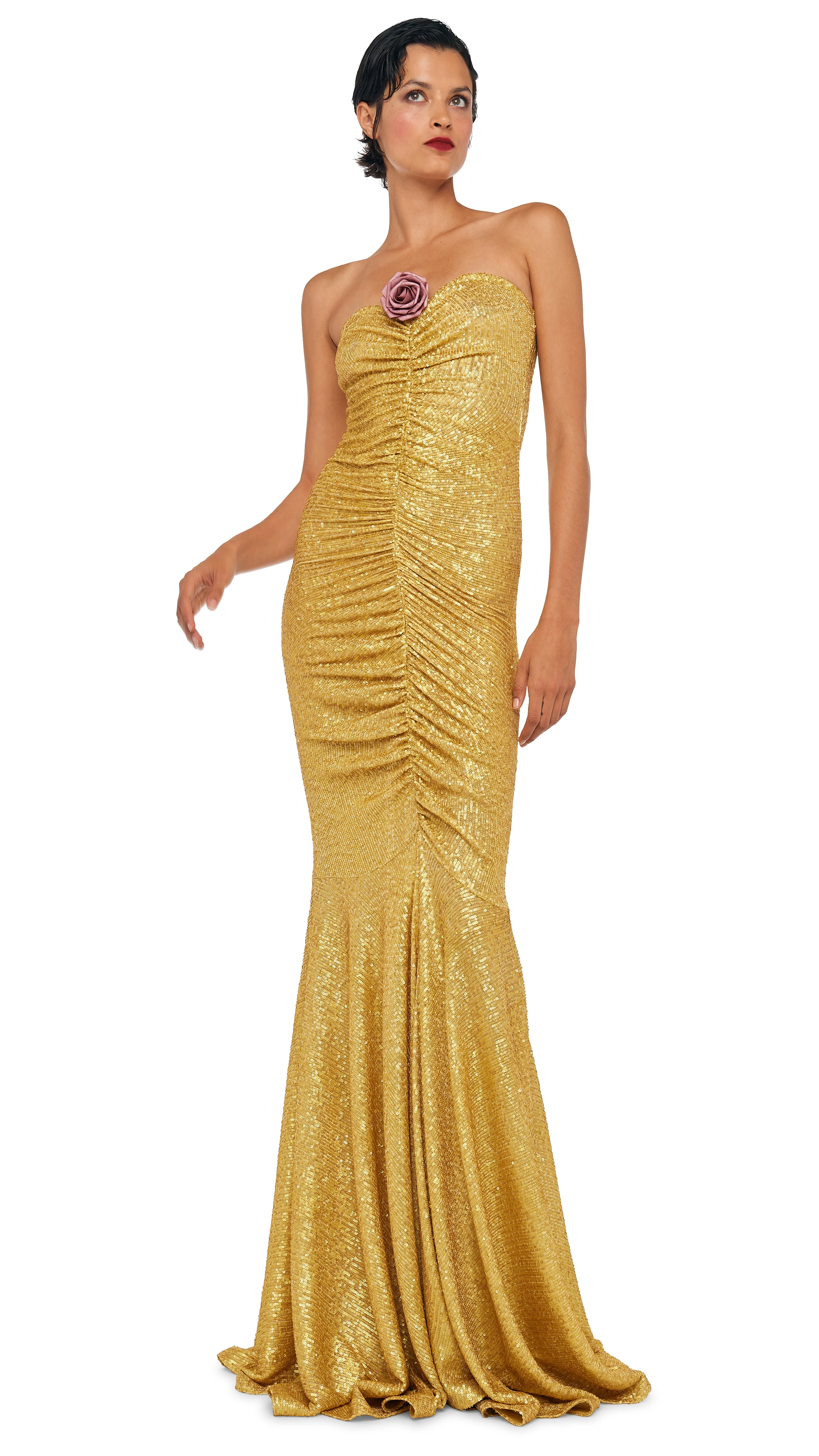 STRAPLESS SHIRRED FRONT FISHTAIL GOWN - Image 4