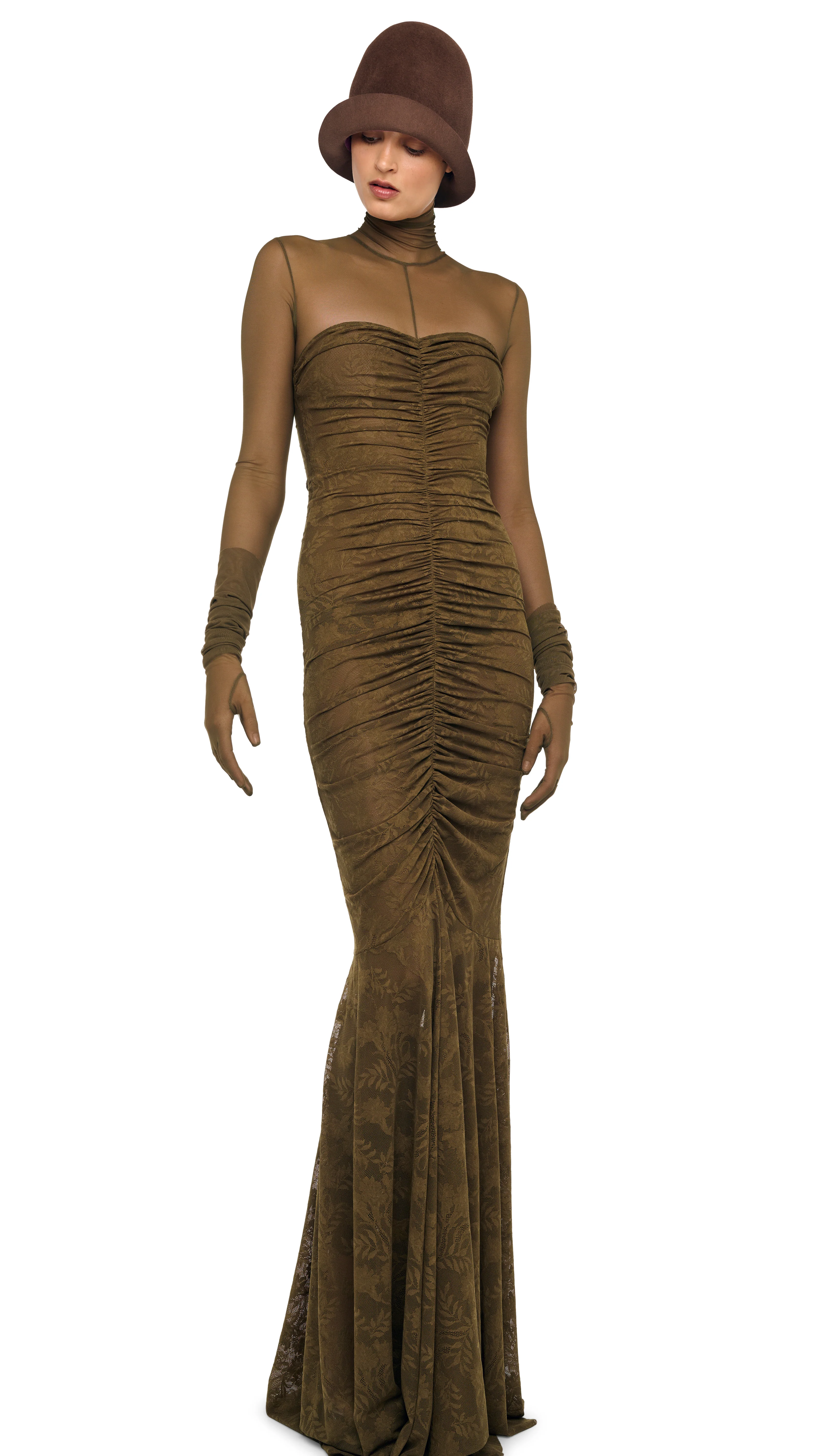 STRAPLESS SHIRRED FRONT FISHTAIL GOWN - Image 5