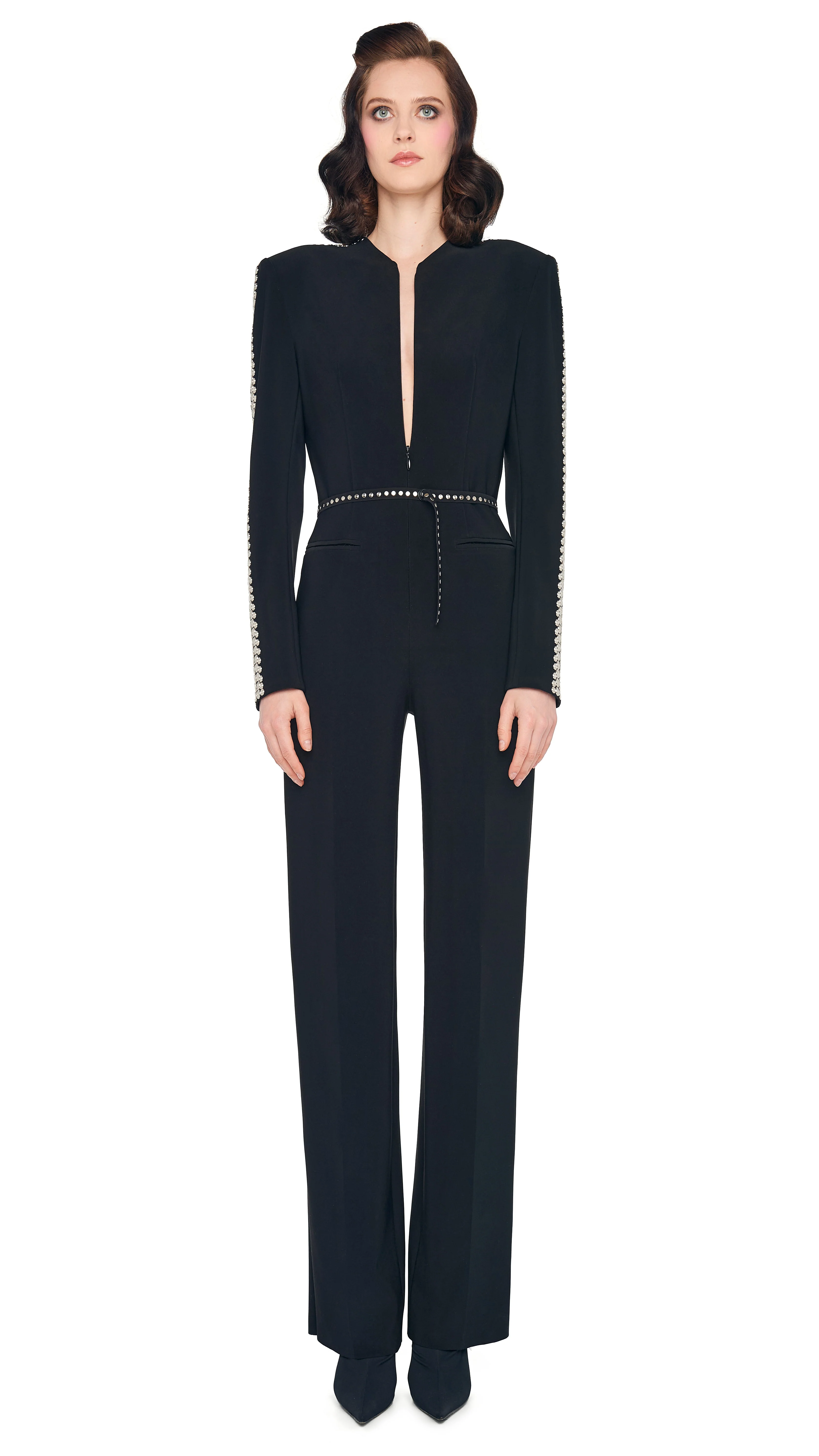 STUD ZIP FRONT STRAIGHT LEG JUMPSUIT - Image 2