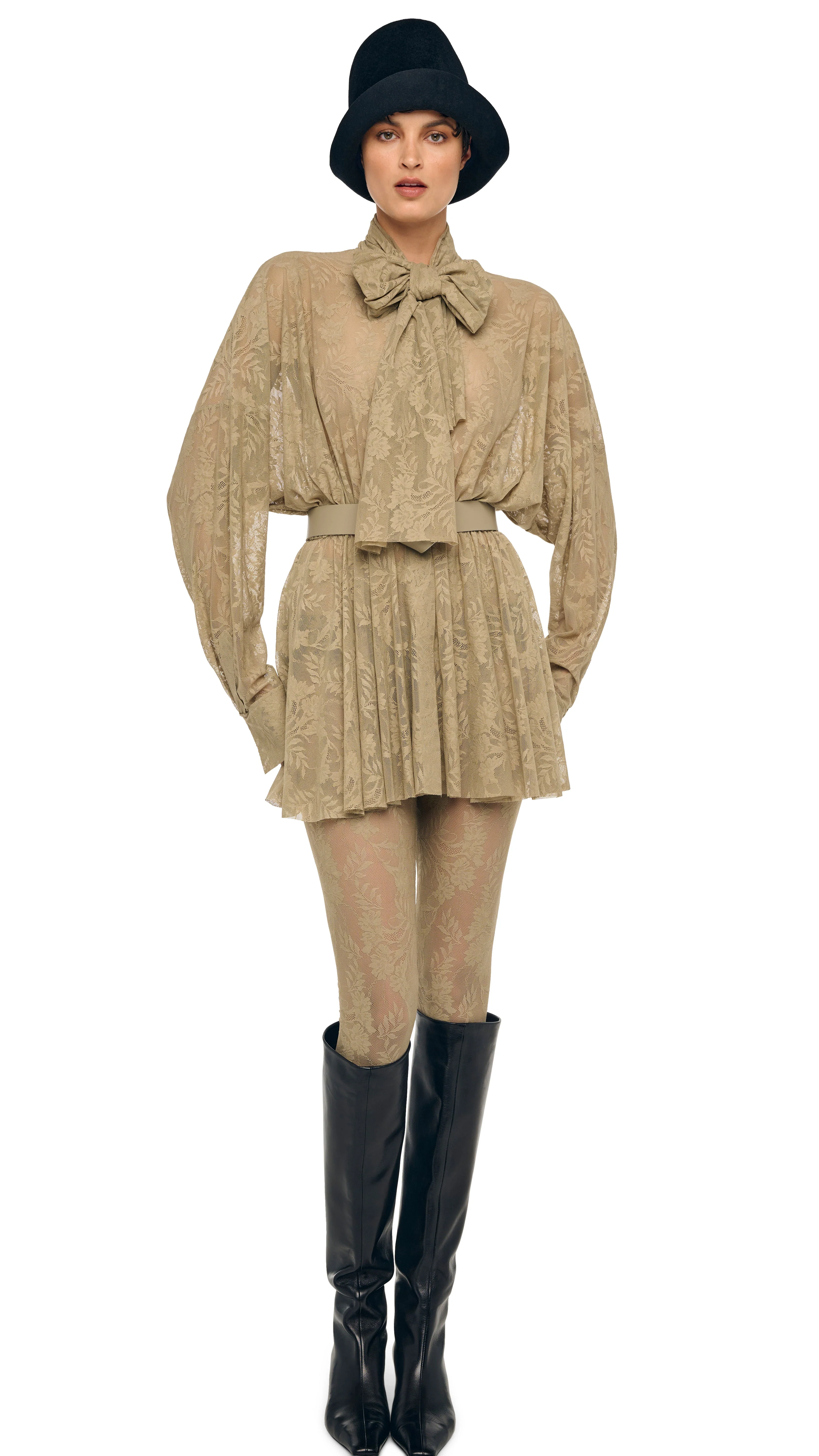 SUPER OS BF NK SHIRT FLARED MINI DRESS W/ BOW - Image 4