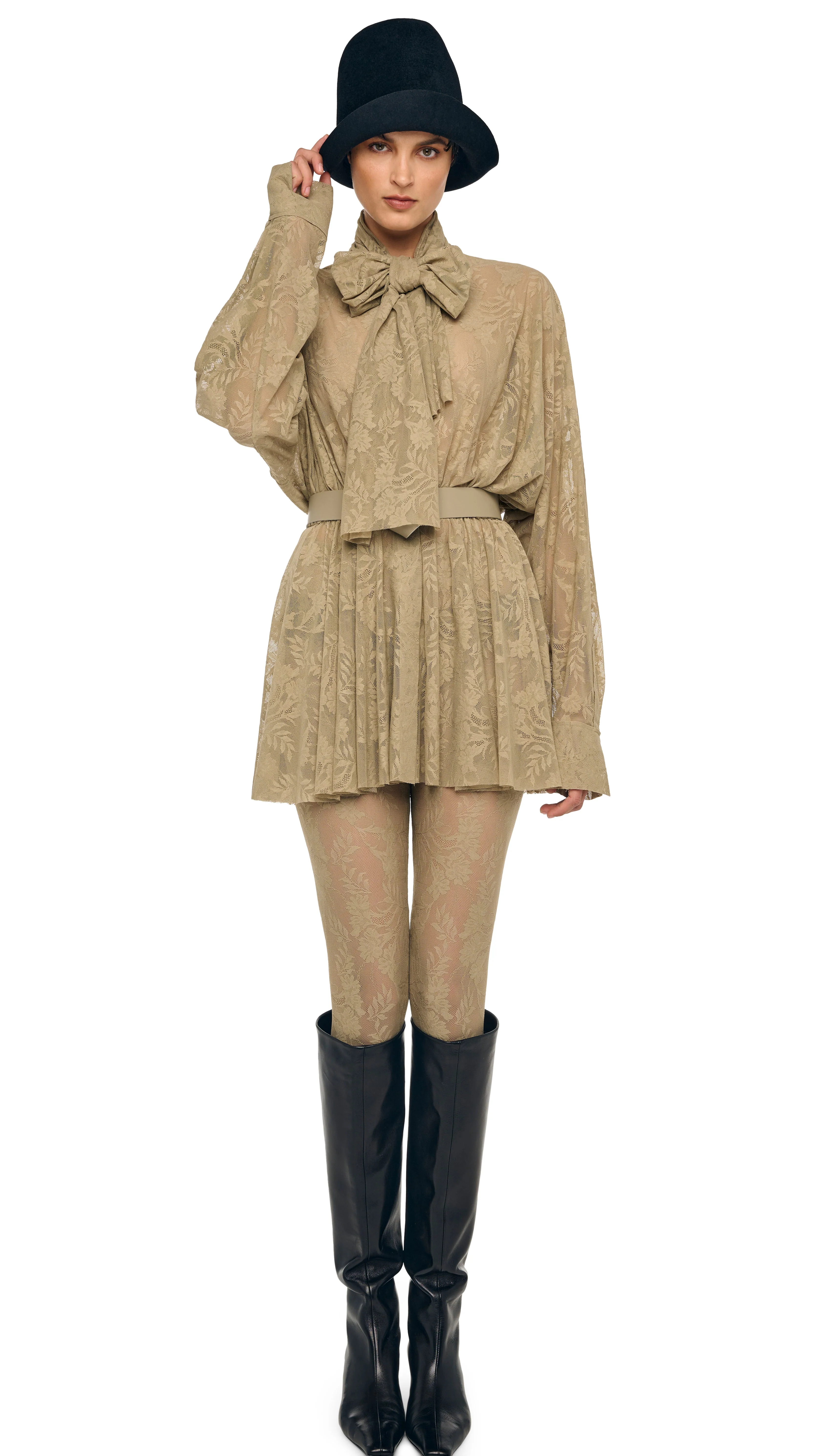 SUPER OS BF NK SHIRT FLARED MINI DRESS W/ BOW - Image 5