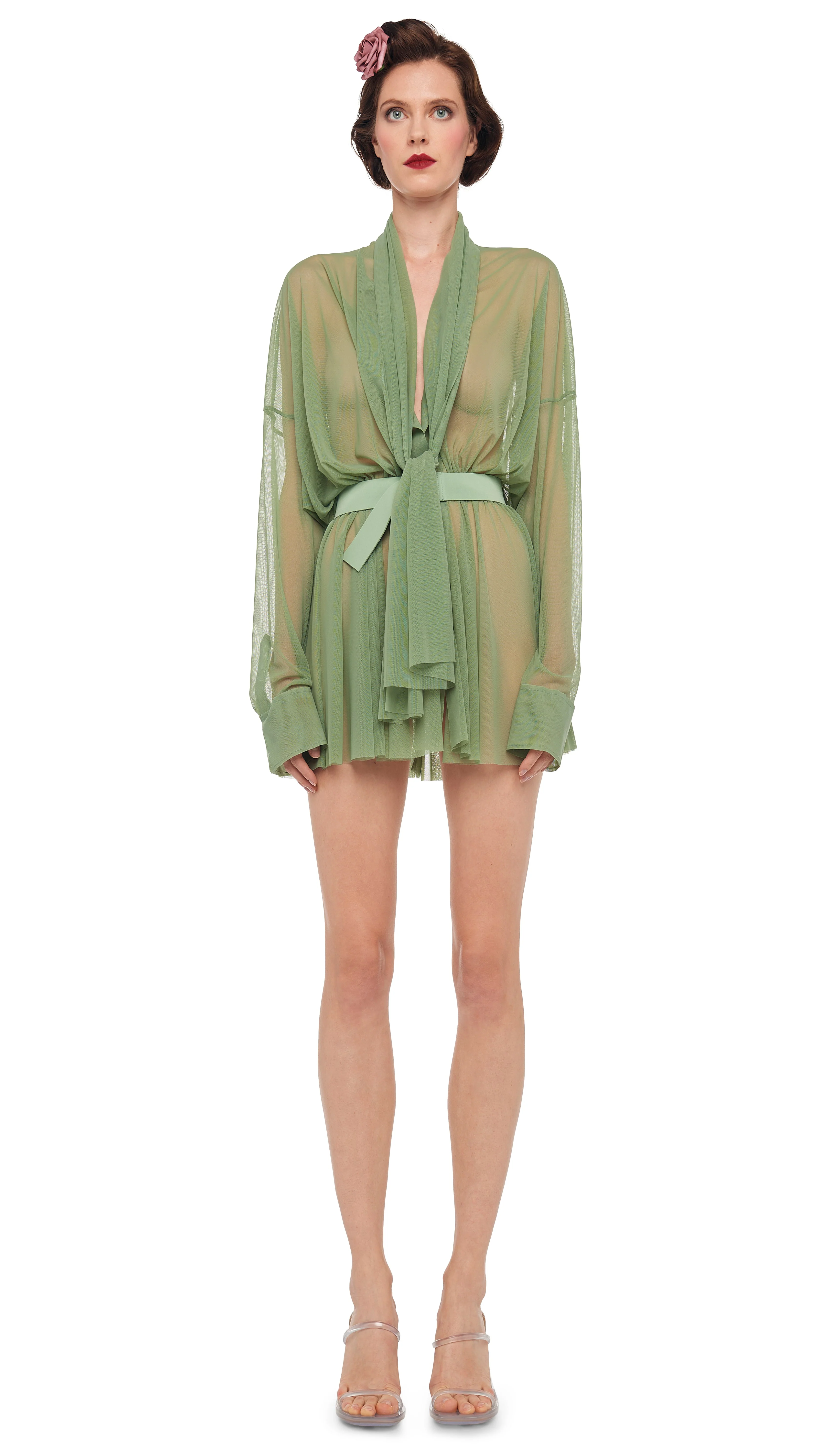 SUPER OS BF NK SHIRT FLARED MINI DRESS W/ BOW - Image 2