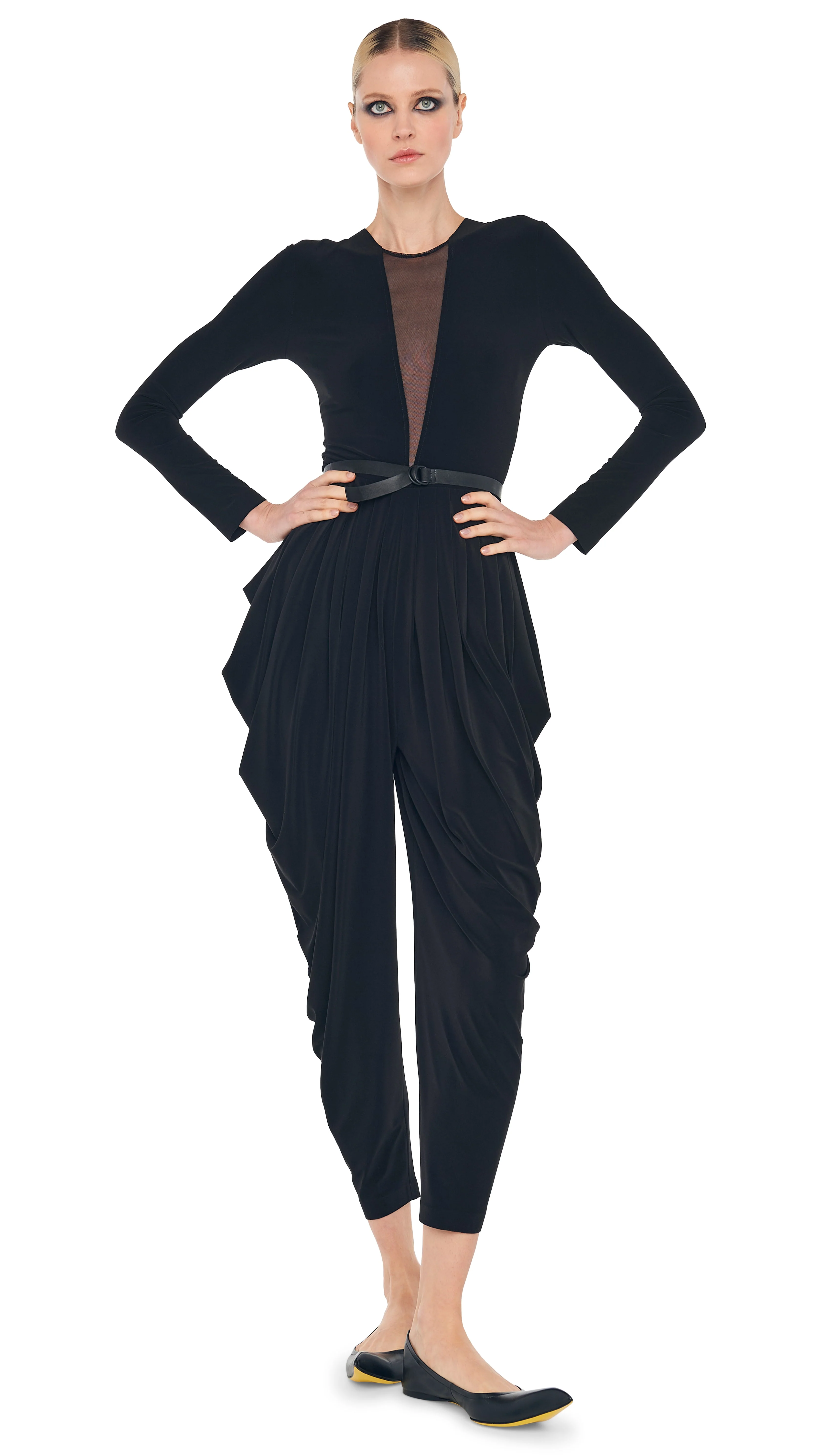 WATERFALL JUMPSUIT W/ MESH INSERT - Image 4