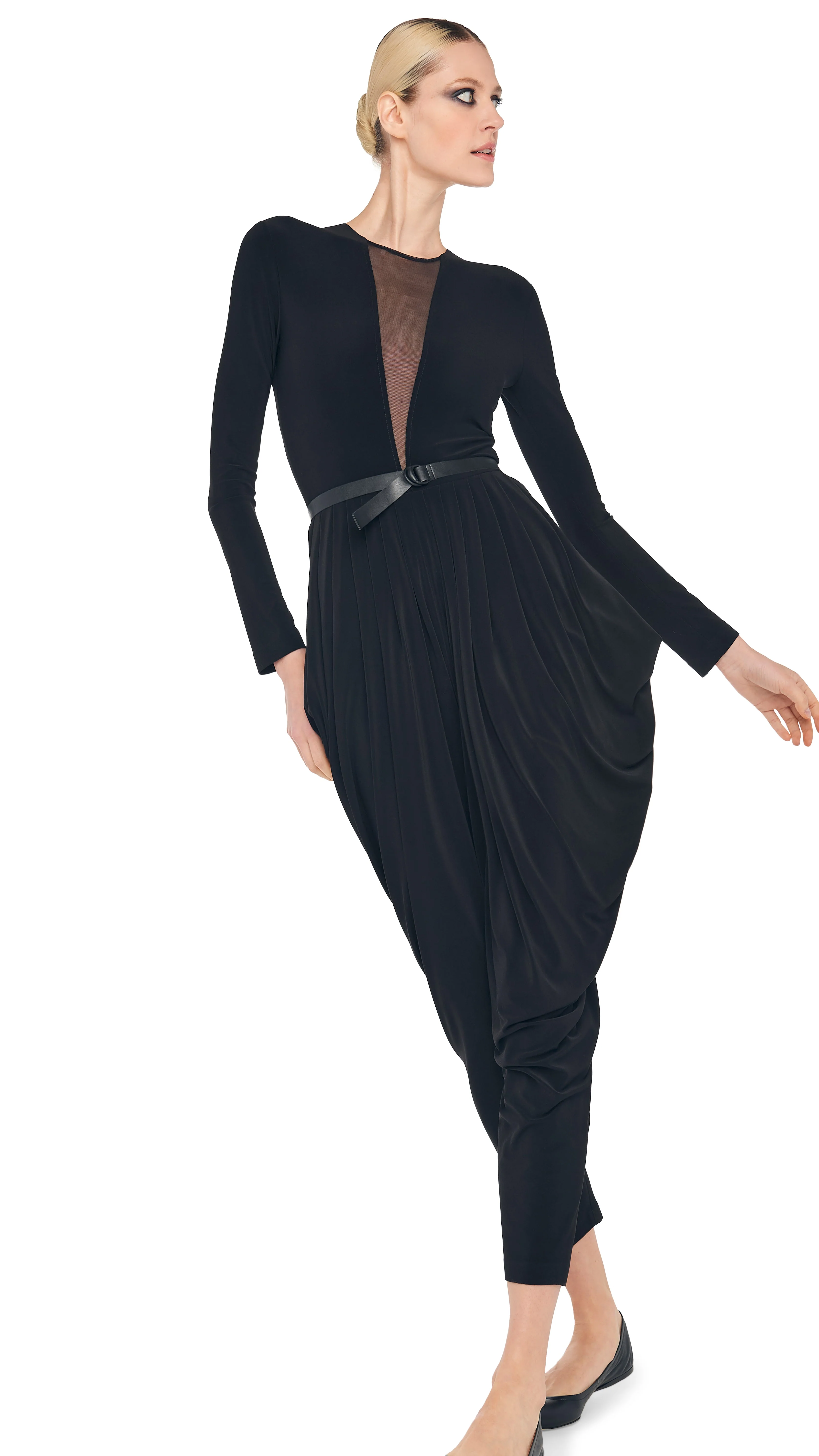 WATERFALL JUMPSUIT W/ MESH INSERT - Image 5