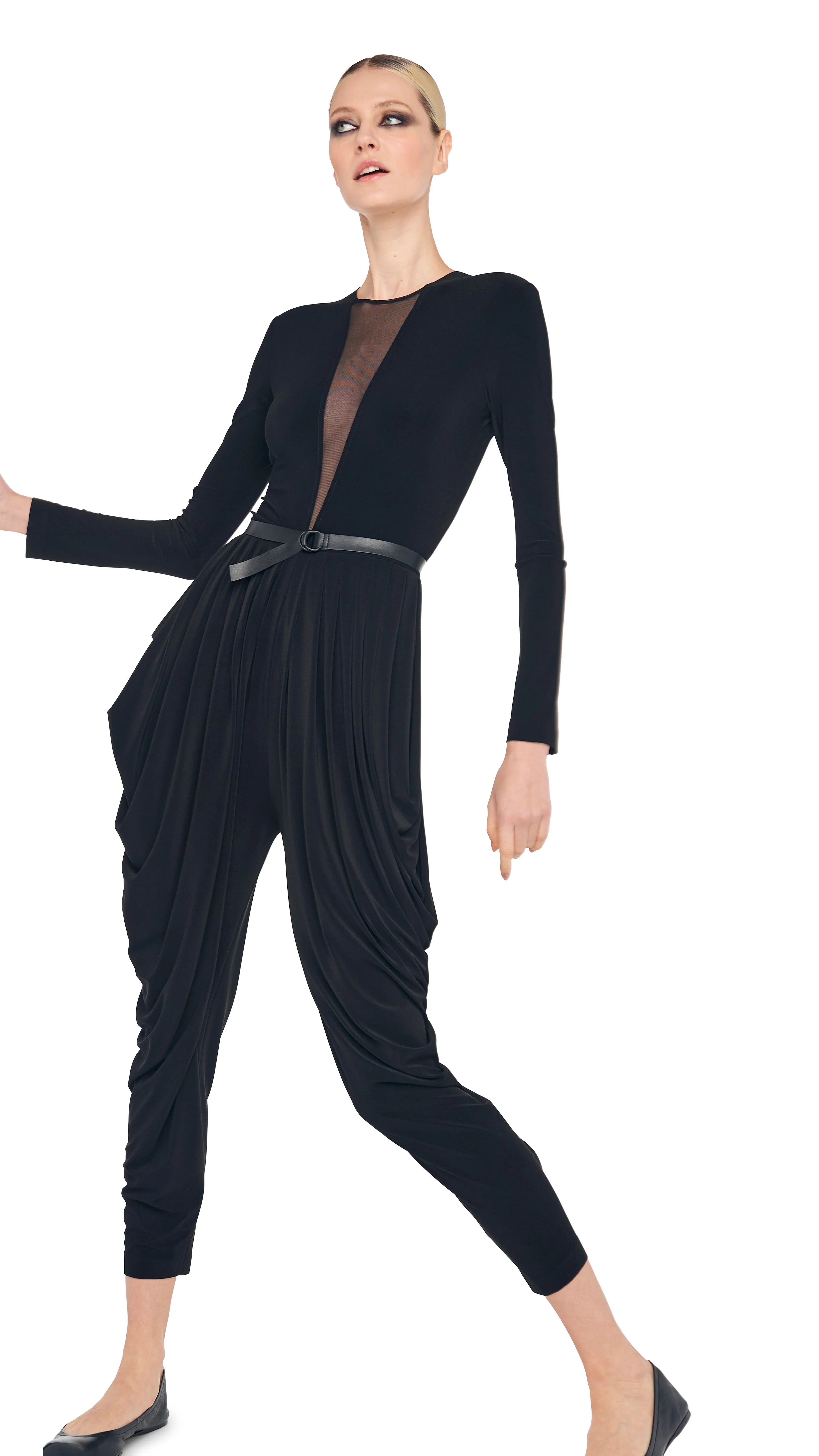 WATERFALL JUMPSUIT W/ MESH INSERT - Image 6